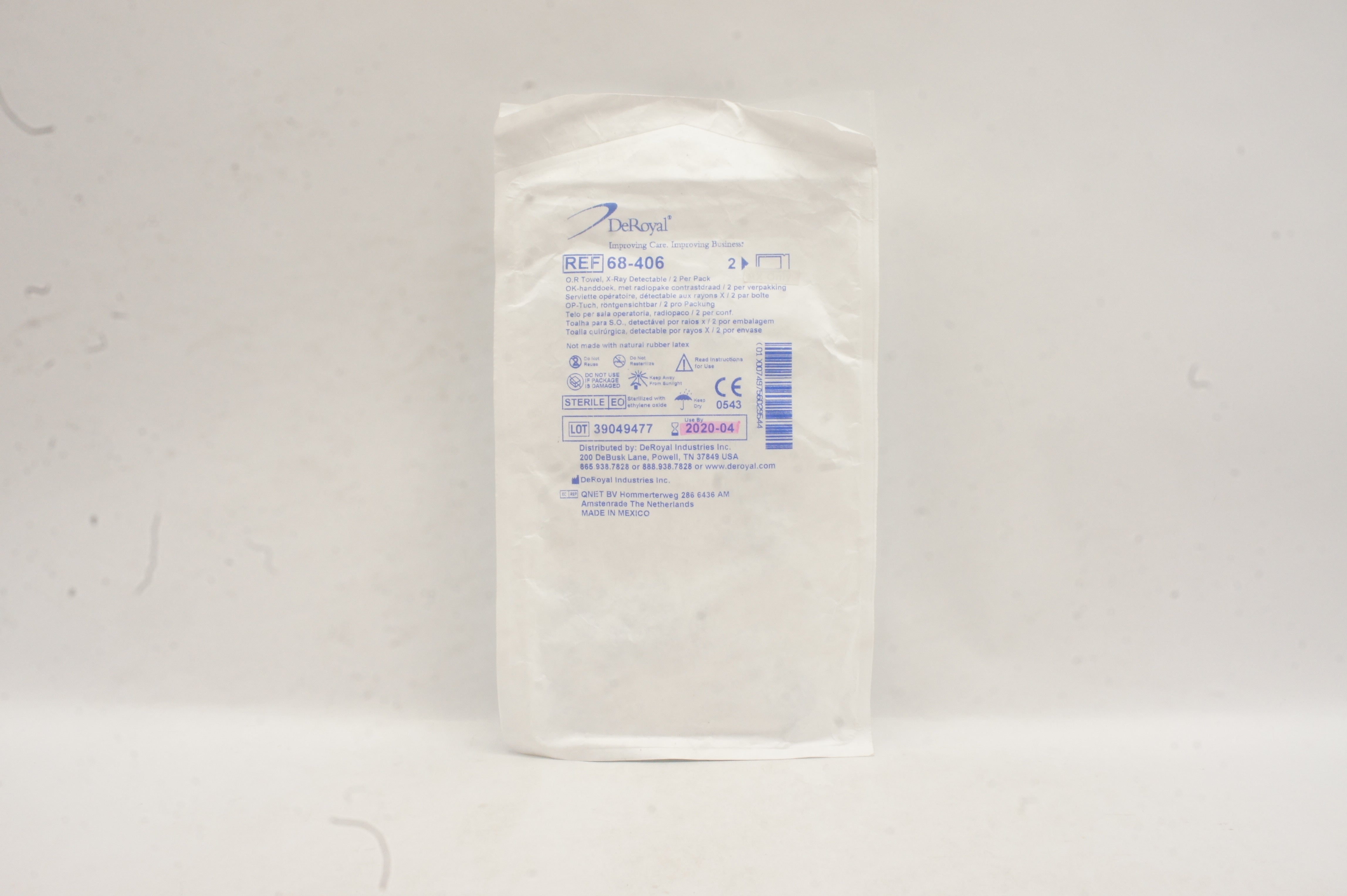 DeRoyal 68-406 O.R Towel X-Ray Detectable - Pack of 2 (x)