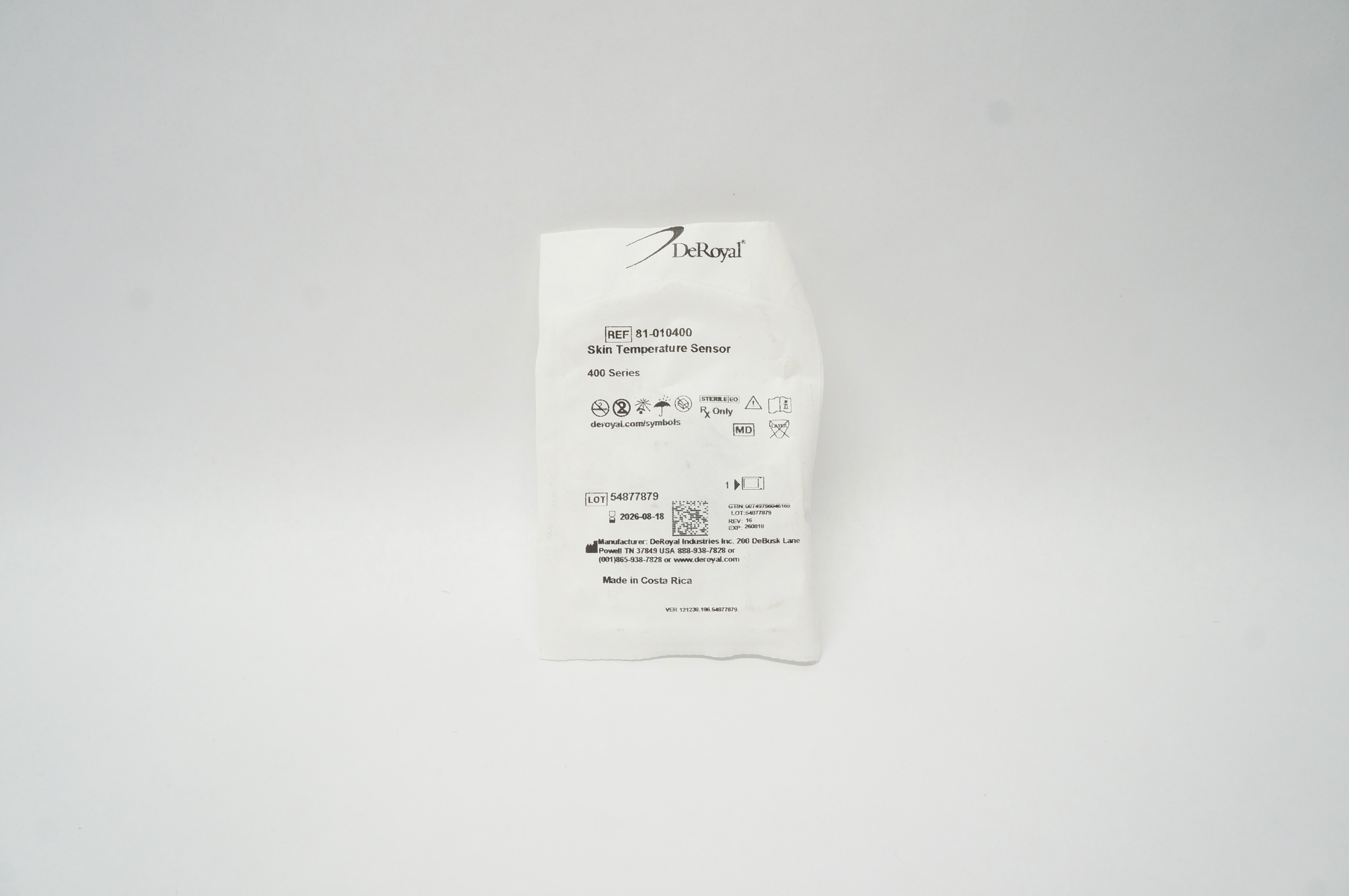 DeRoyal 81-010400 Skin Temperature Sensor 400 Series