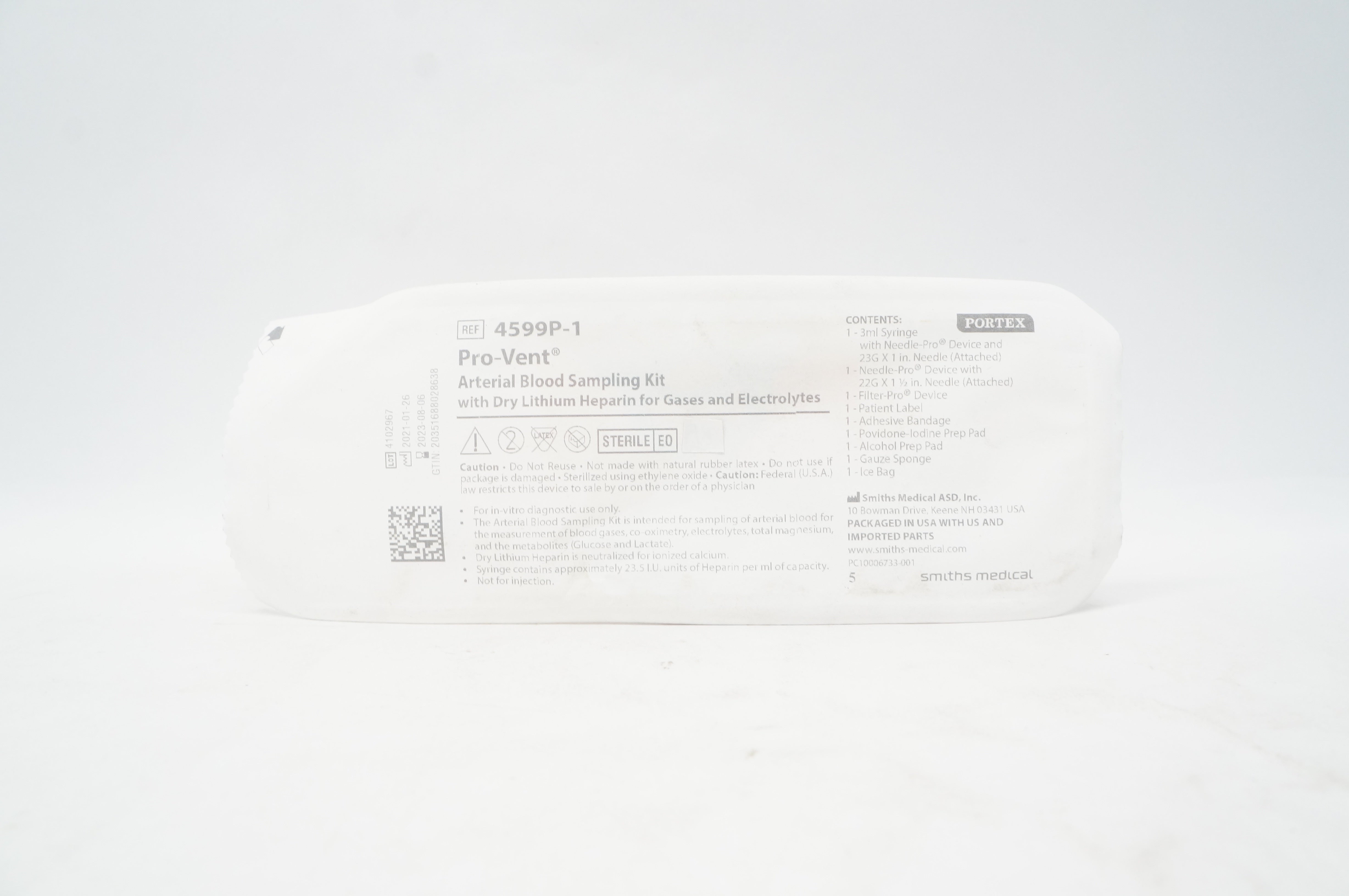 Smiths Medical 4599P-1 Portex Pro-Vent Arterial Blood Sampling Kit (x)