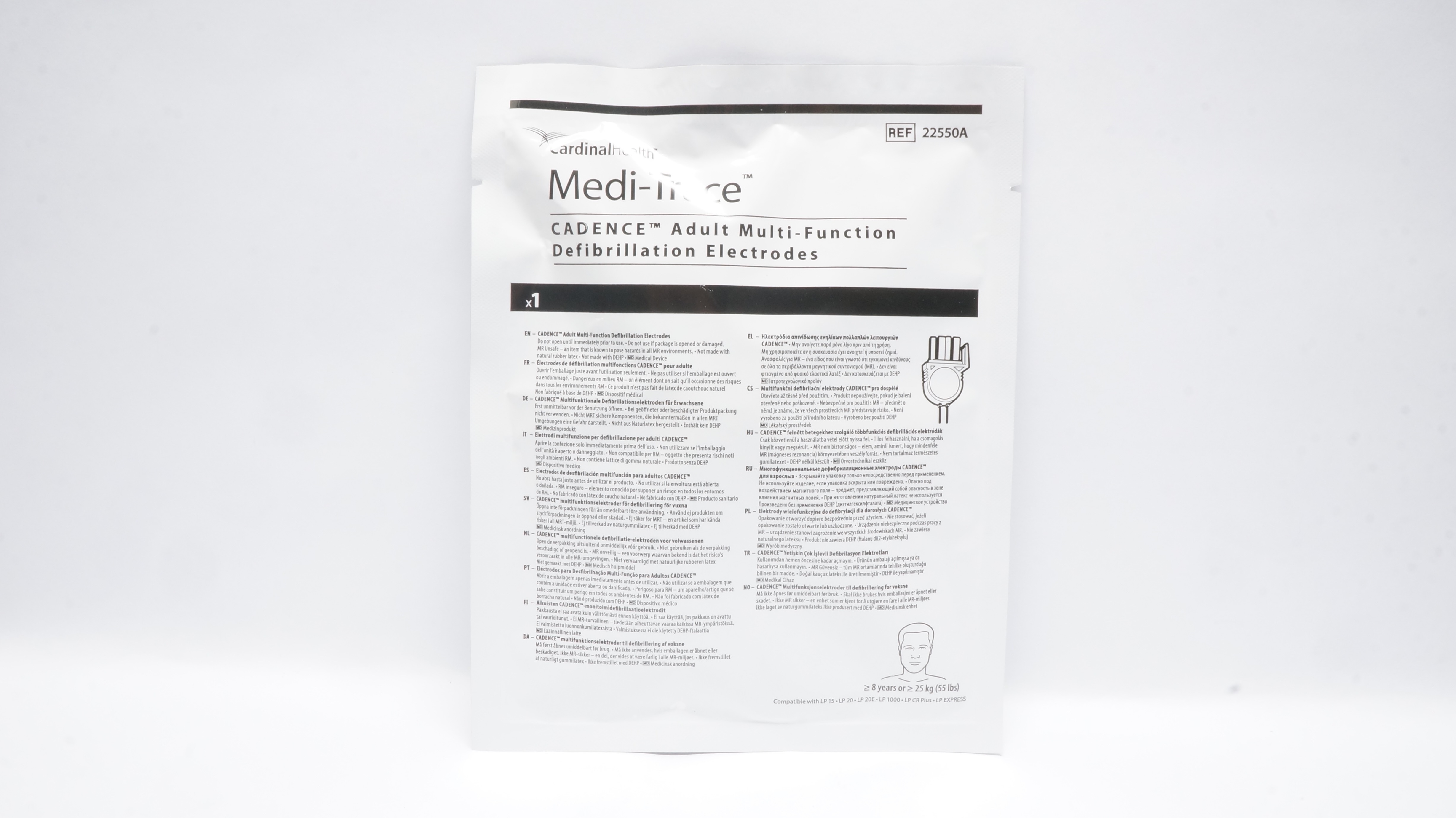 Cardinal Health 22550A Medi-Trace Adult Defibrillation Electrodes >22Ibs (x)