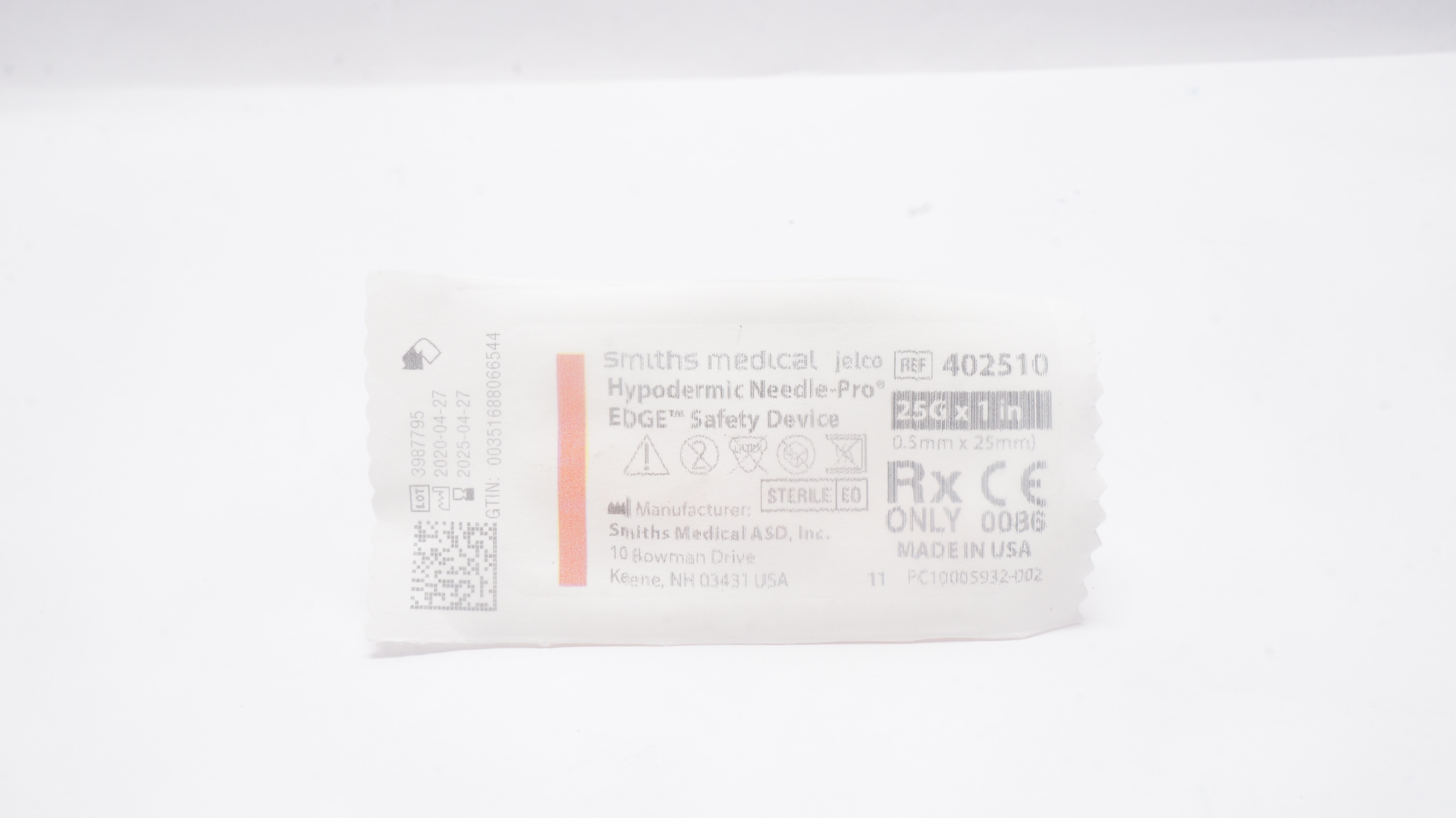 Smiths Medical 402510 Hypodermic Ndle-Pro EDGE Safety Device 25G x 1inch