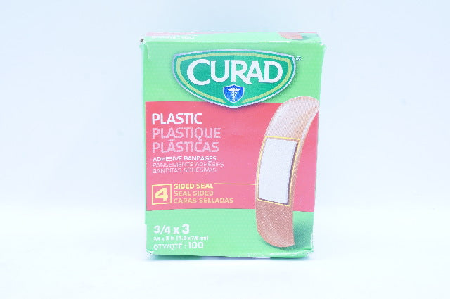 Medline Curad Plastic Adhesive Bandages 3/4 x 3inch - Box of 100