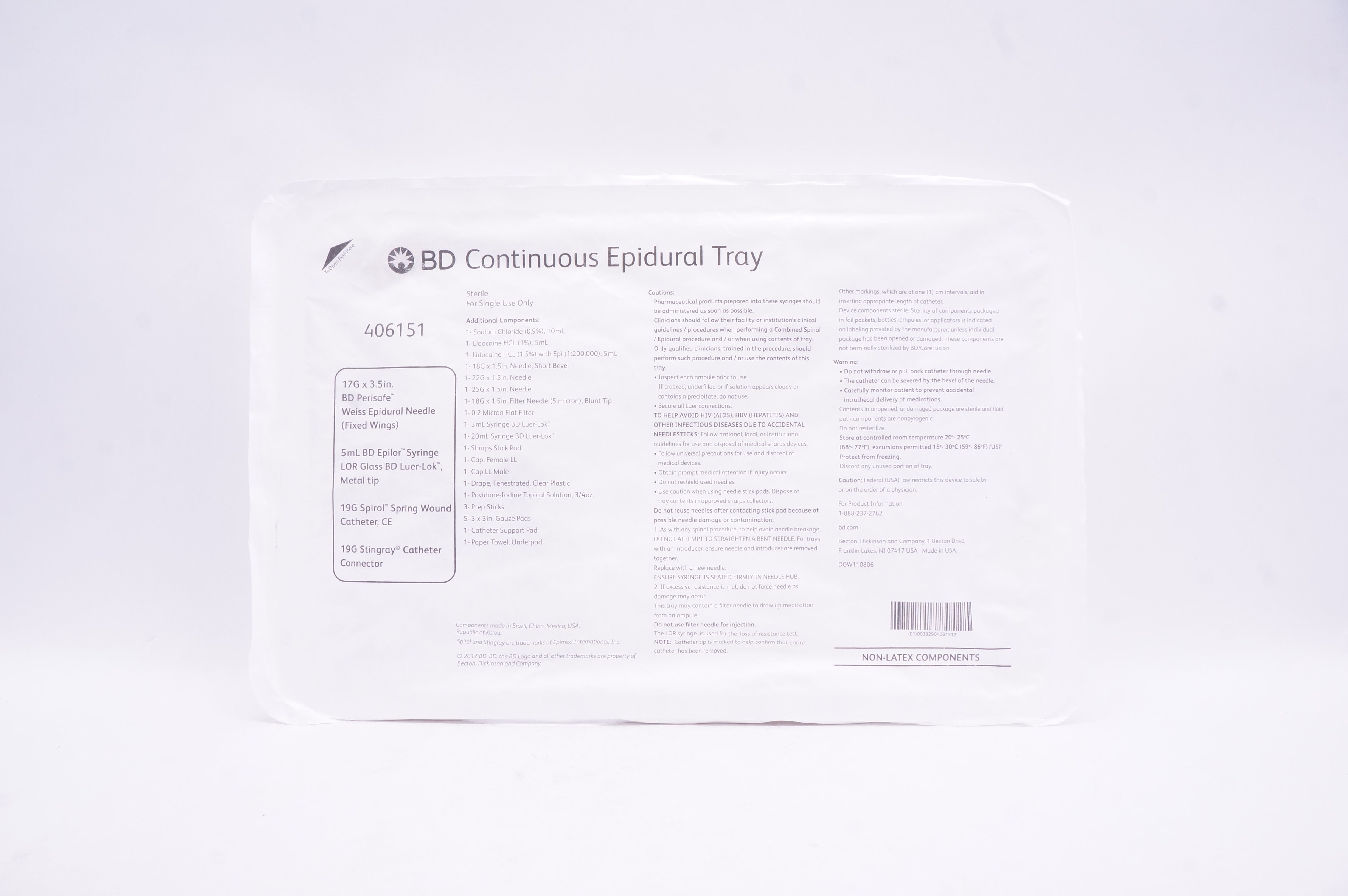 BD 406151 Continuous Epidural Tray (x)