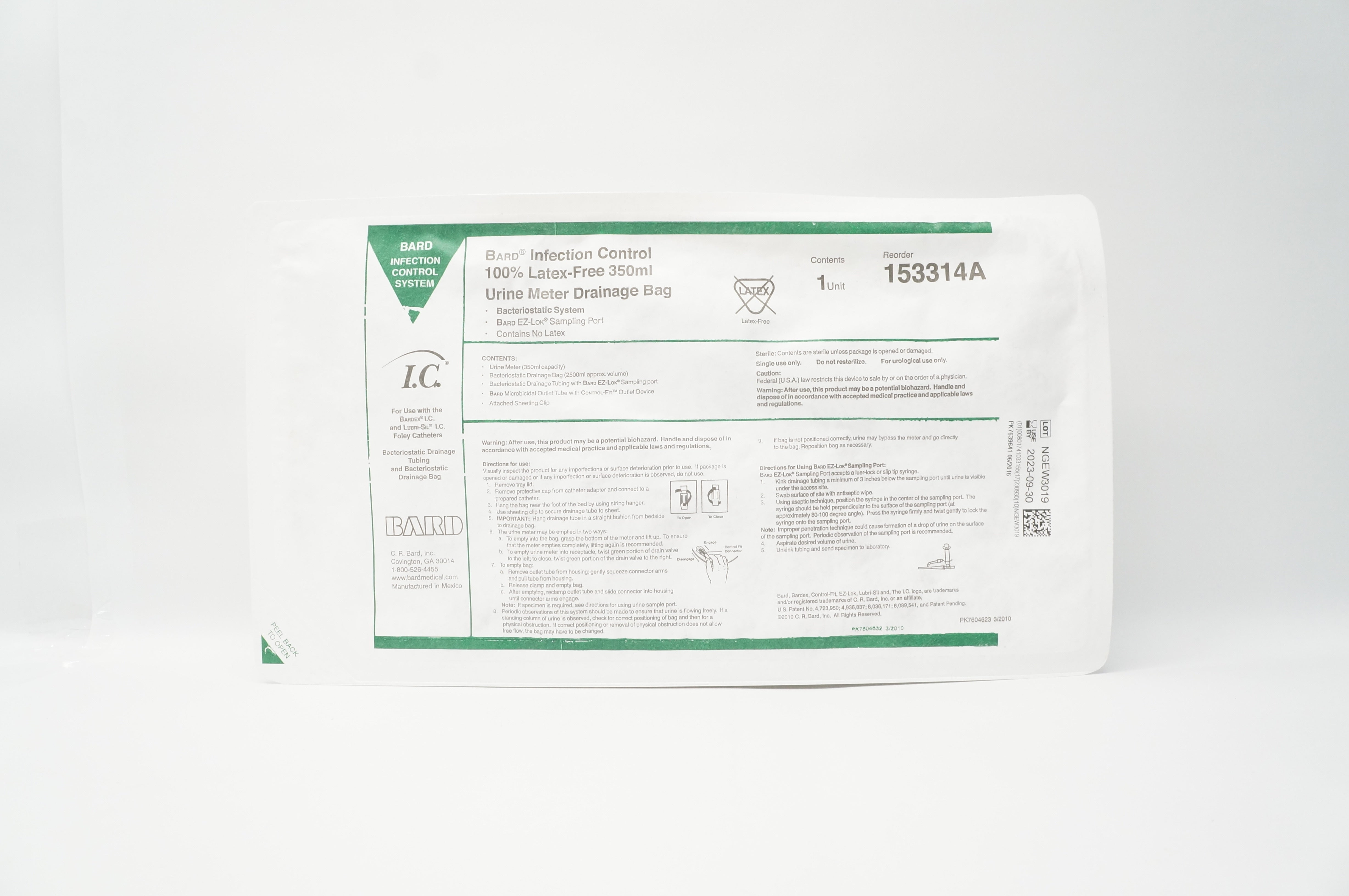 Bard 153314A Infection Control 350ml Urine Meter Drainage Bag