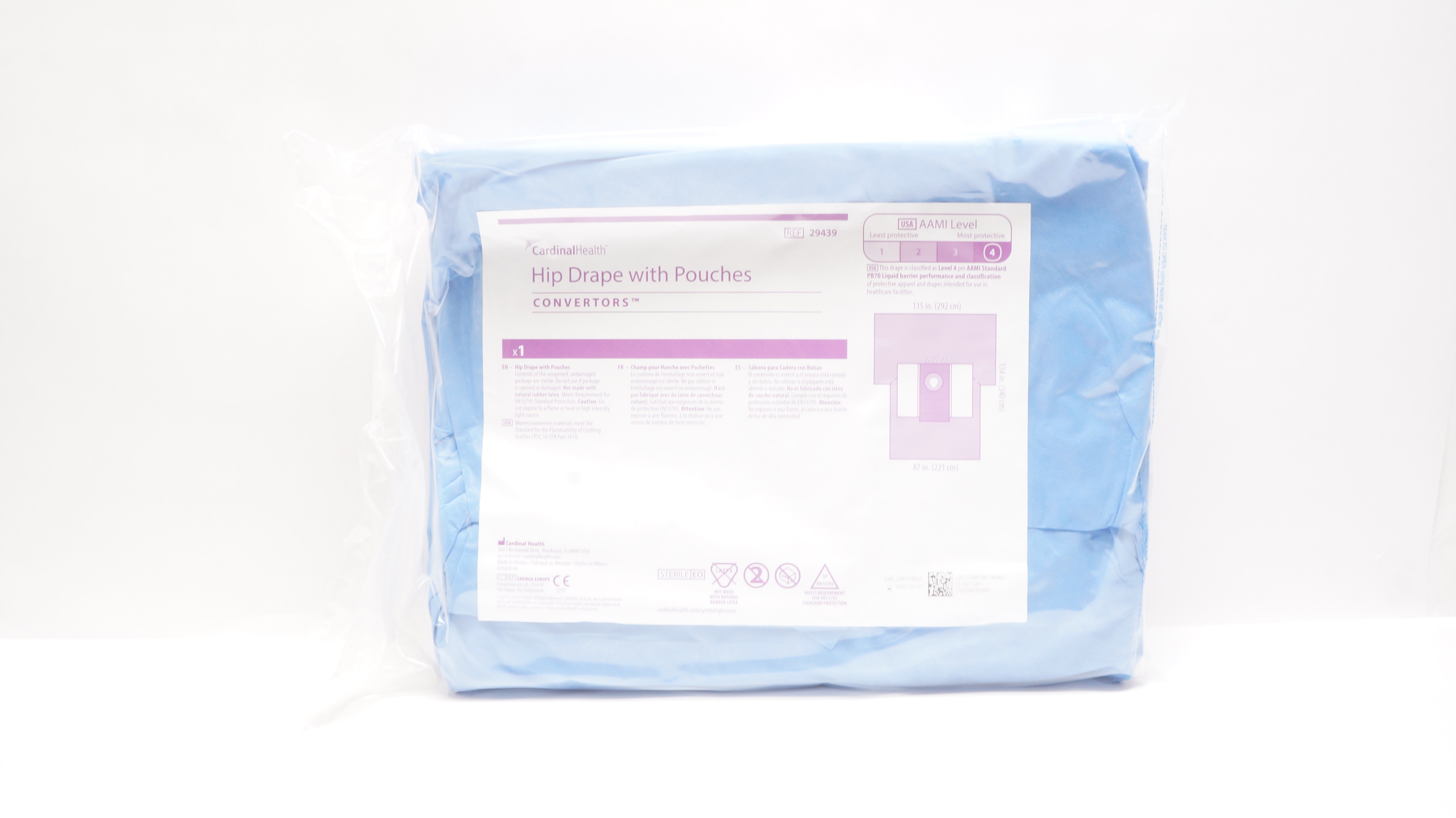 Cardinal Health 29439 Convertors Tiburon Hip Drape W/ Pouches 115inch x 134inch
