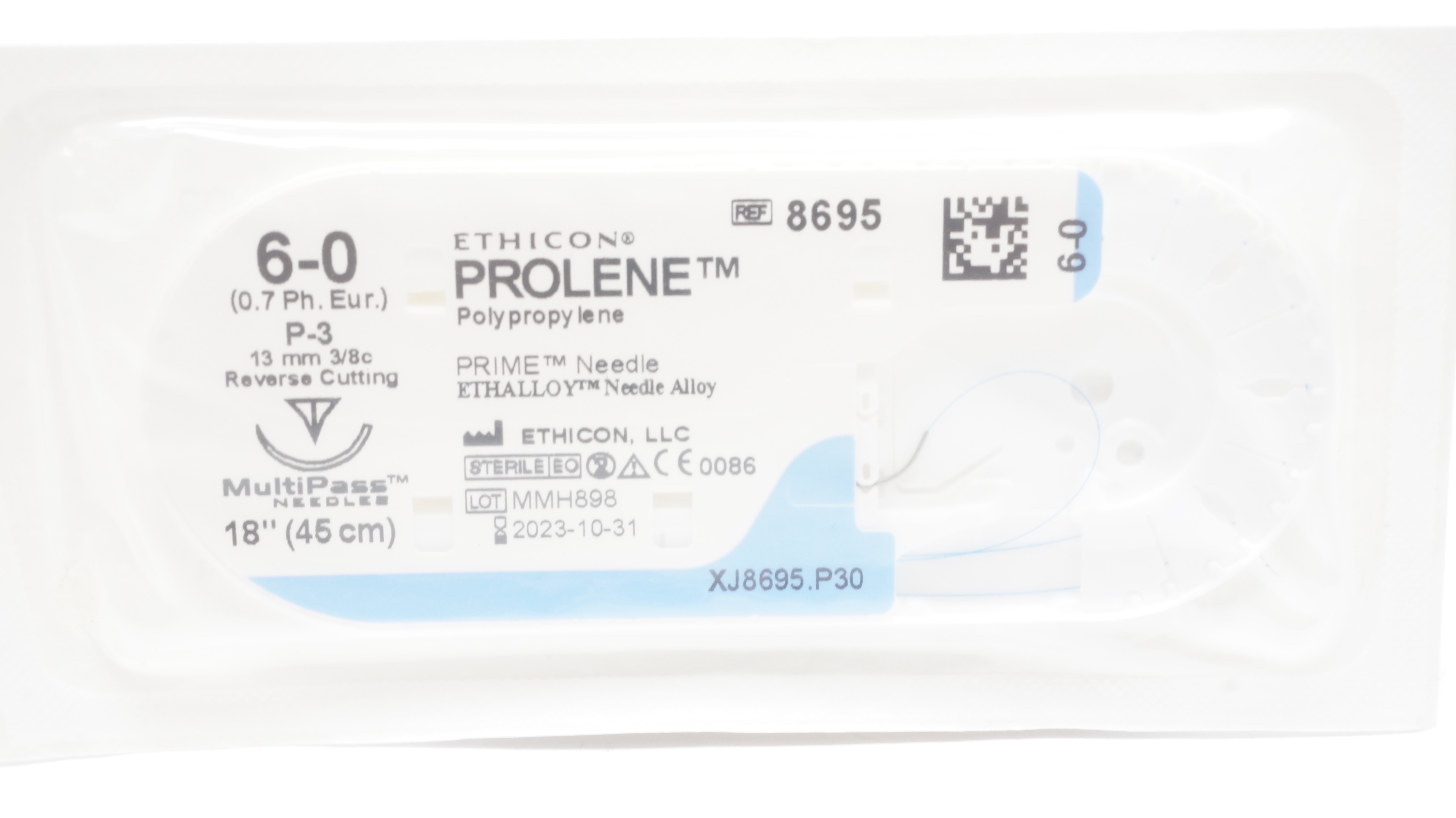 Ethicon 8695 6-0 PROLENE Stre P-3 13mm 3/8c Reverse Cutting 18inch (x)