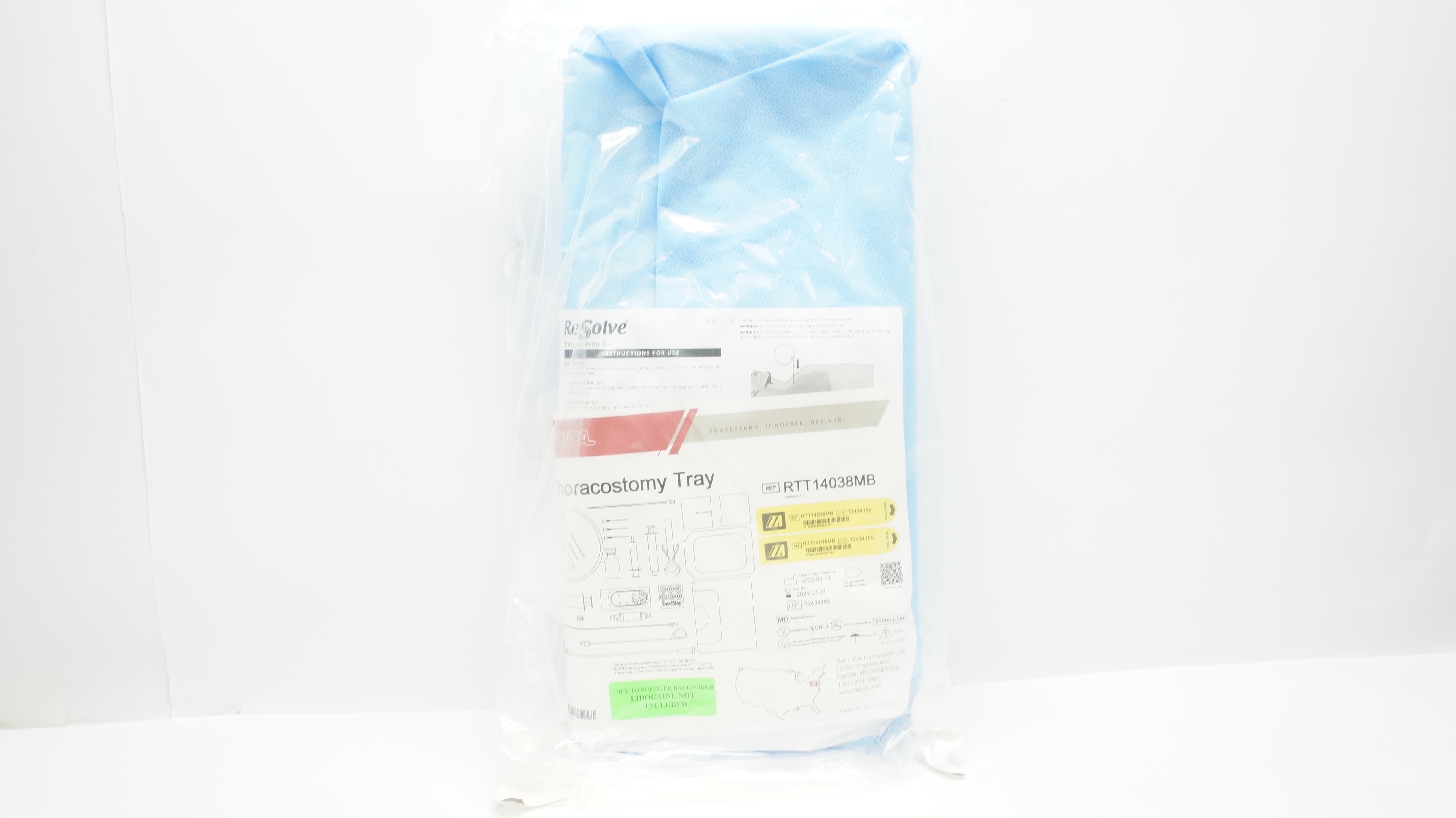 Merit Medical RTT14038MB ReSolve Thoracostomy Tray (x)