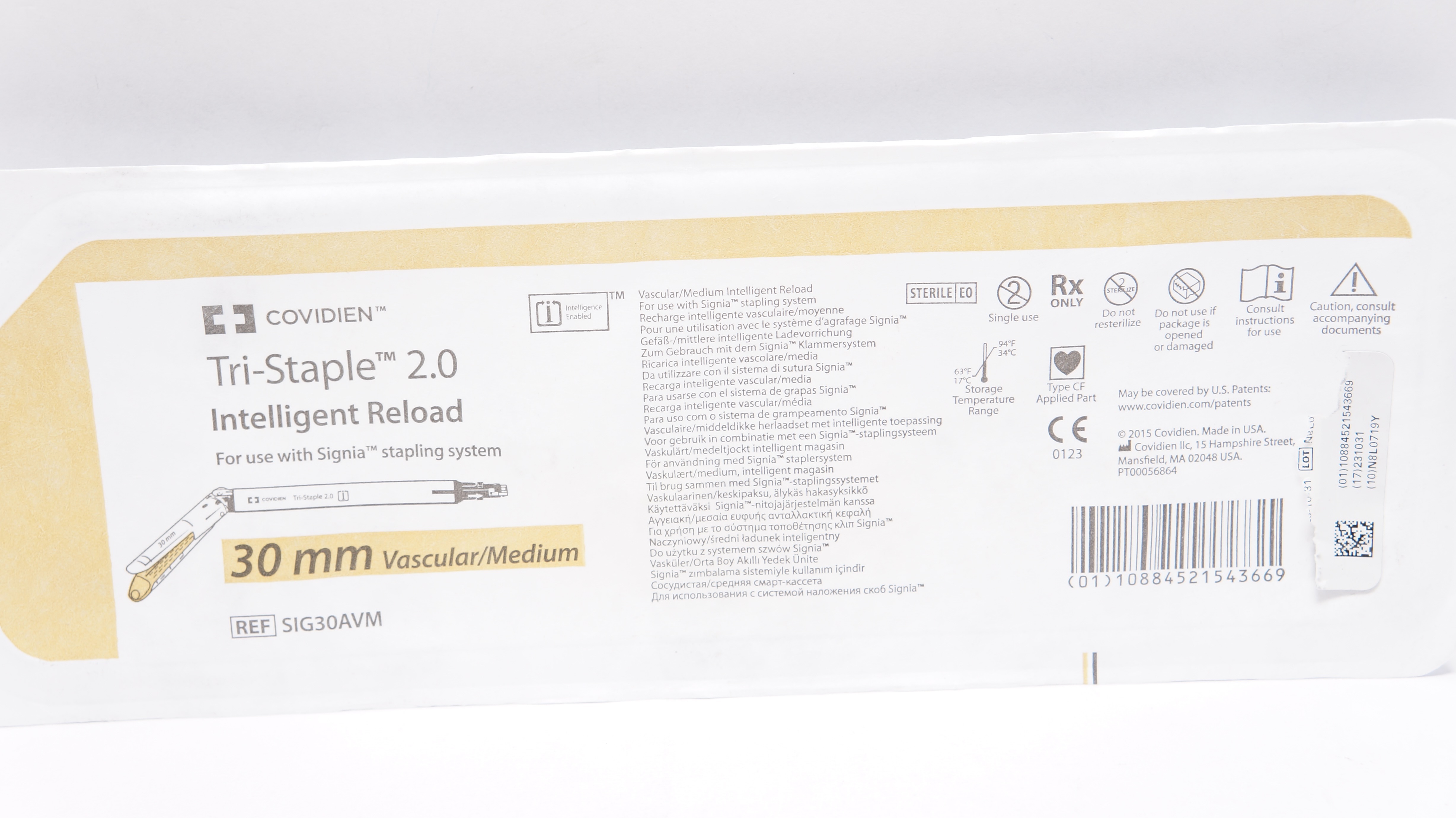 Covidien SIG30AVM Tri-Staple 2.0 Intelligent Reload 30mm Vascular/Medium (x)