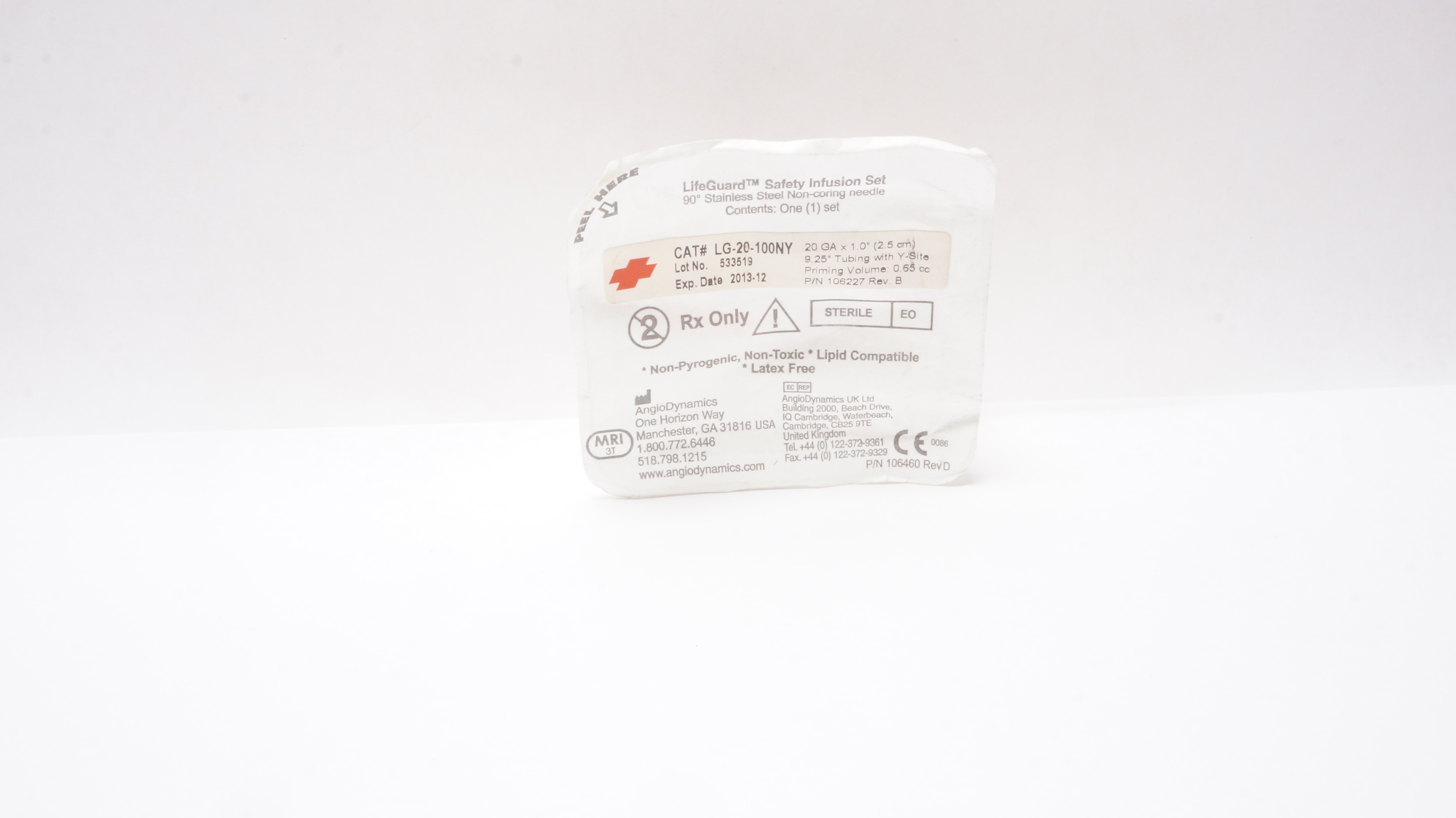 AngioDynamics LG20100NY LifeGuard Safety Infusion Set 20Ga x 1.0inch (x)