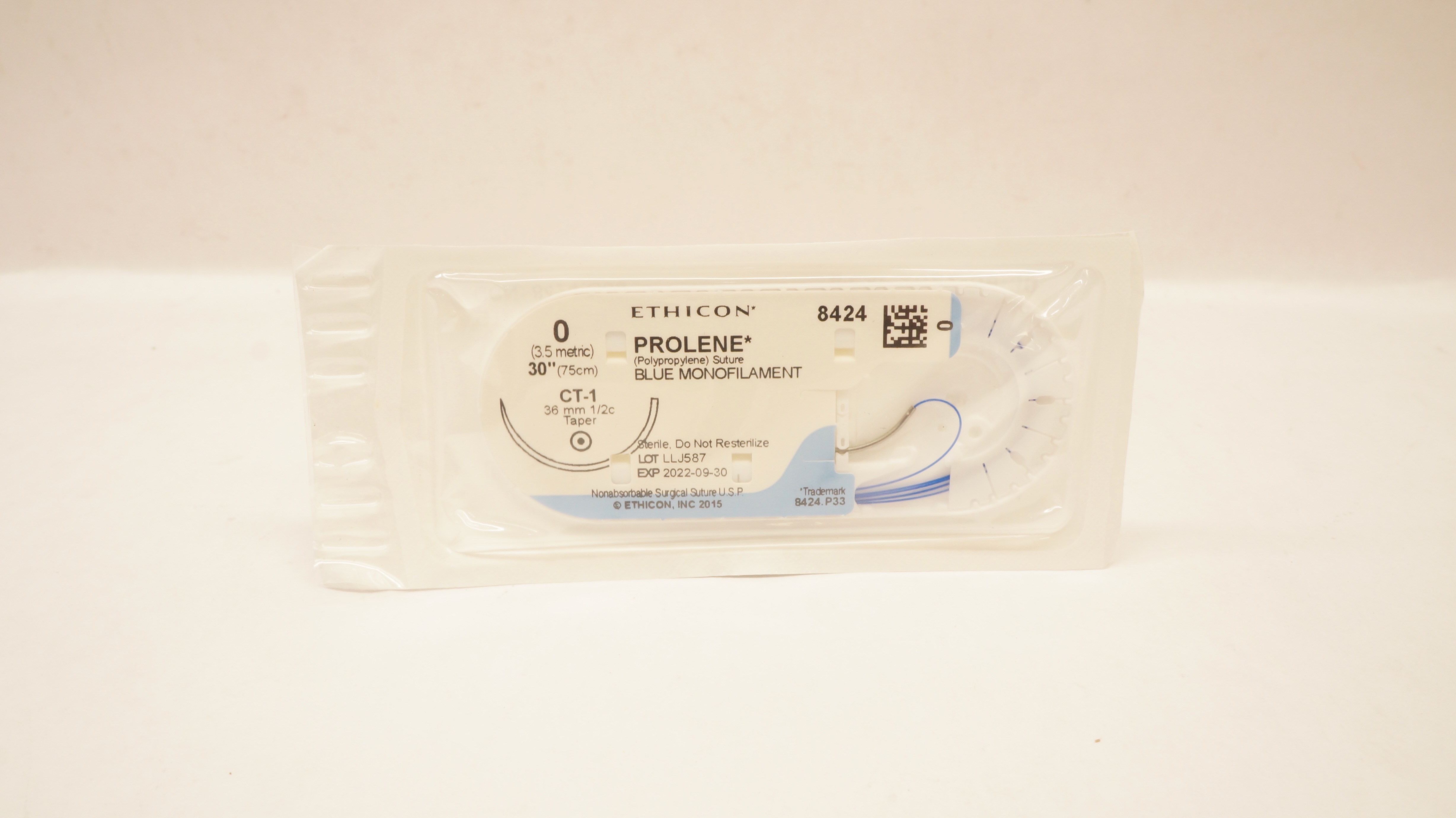 Ethicon 8424 0 PROLENE Polypropylene, CT-1, 36mm 1/2c Taper, 30inch (x)
