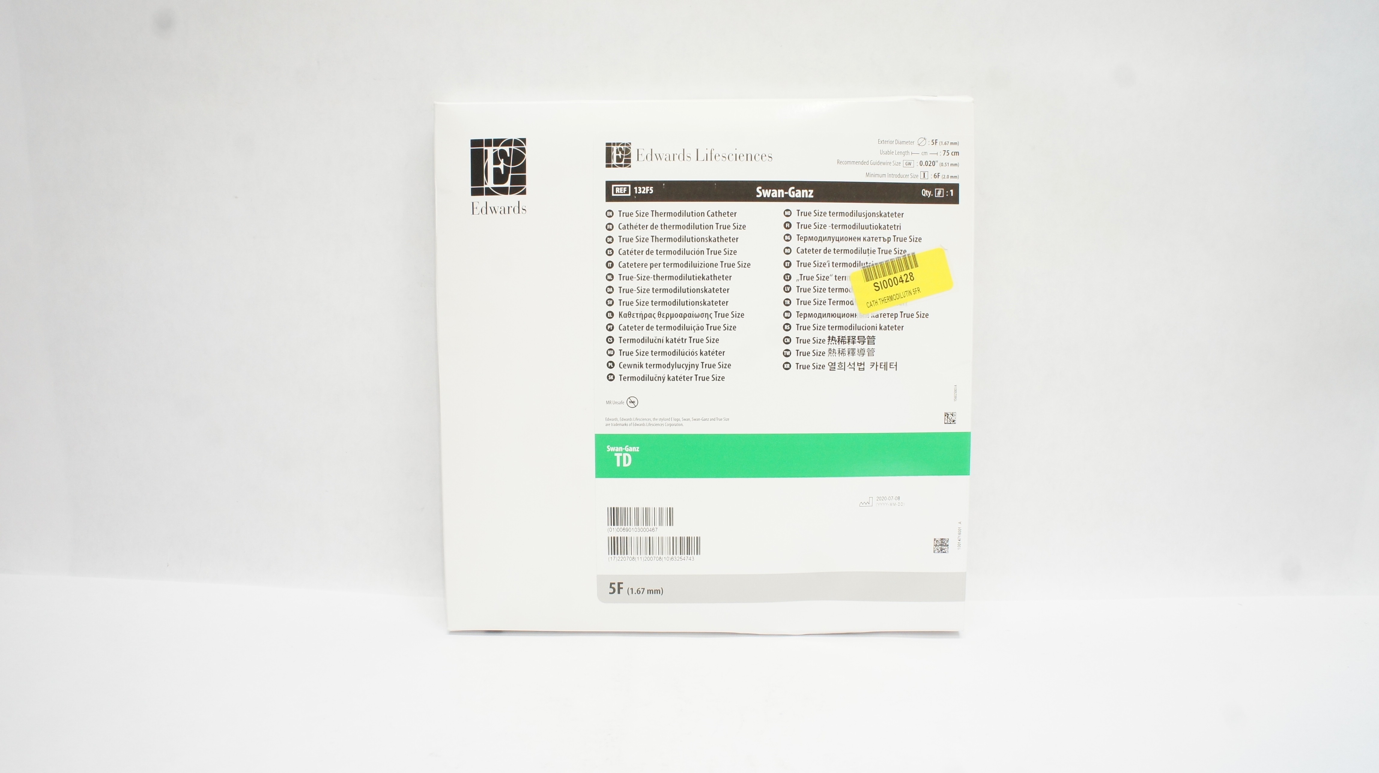 Edwards Lifesciences 132F5 Swan-Ganz True Size Thermodilution Cath. 5F x 75cm(x)