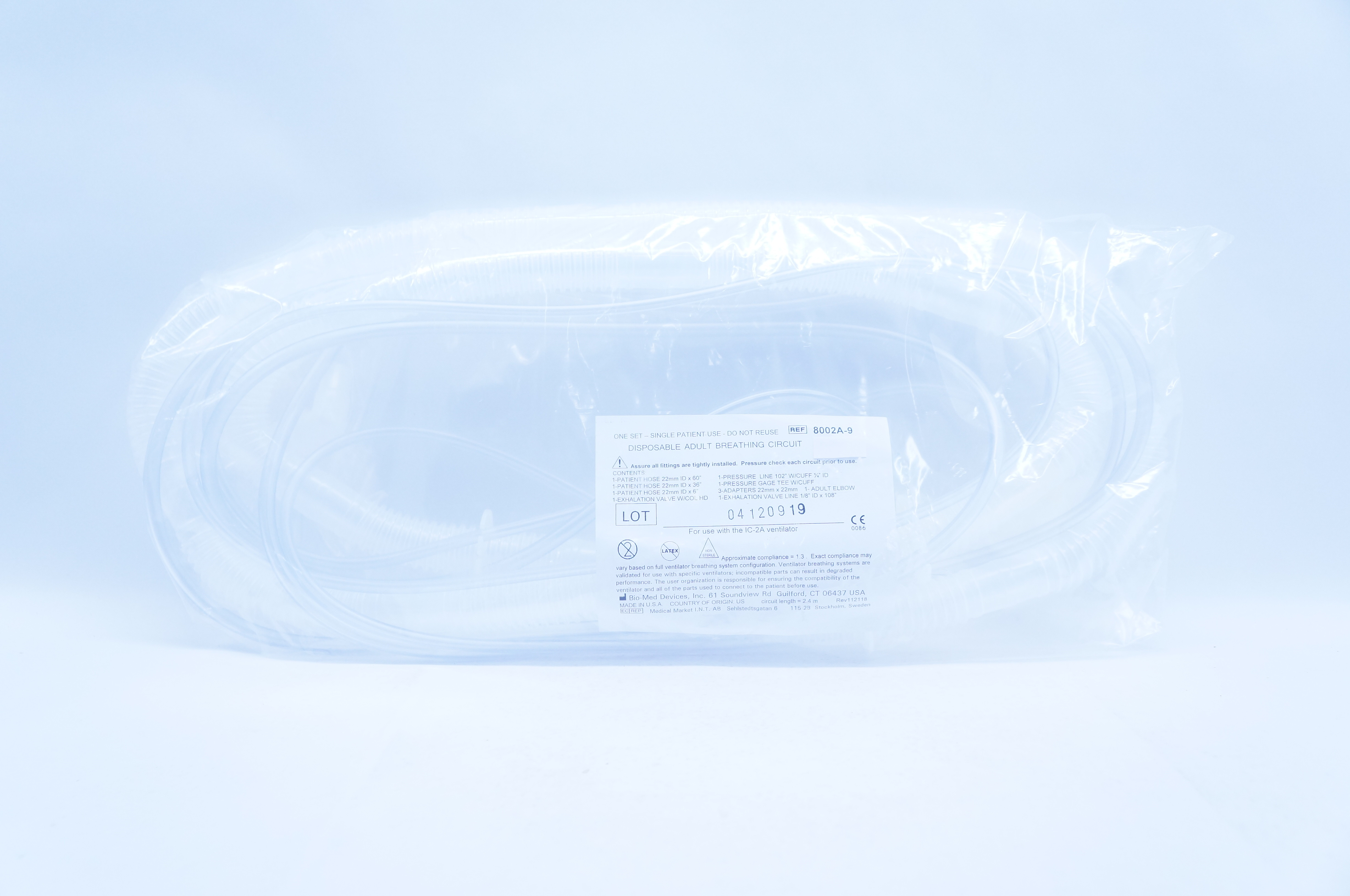 Bio-Med 8002A-9 Disposable Adult Breathing Circuit