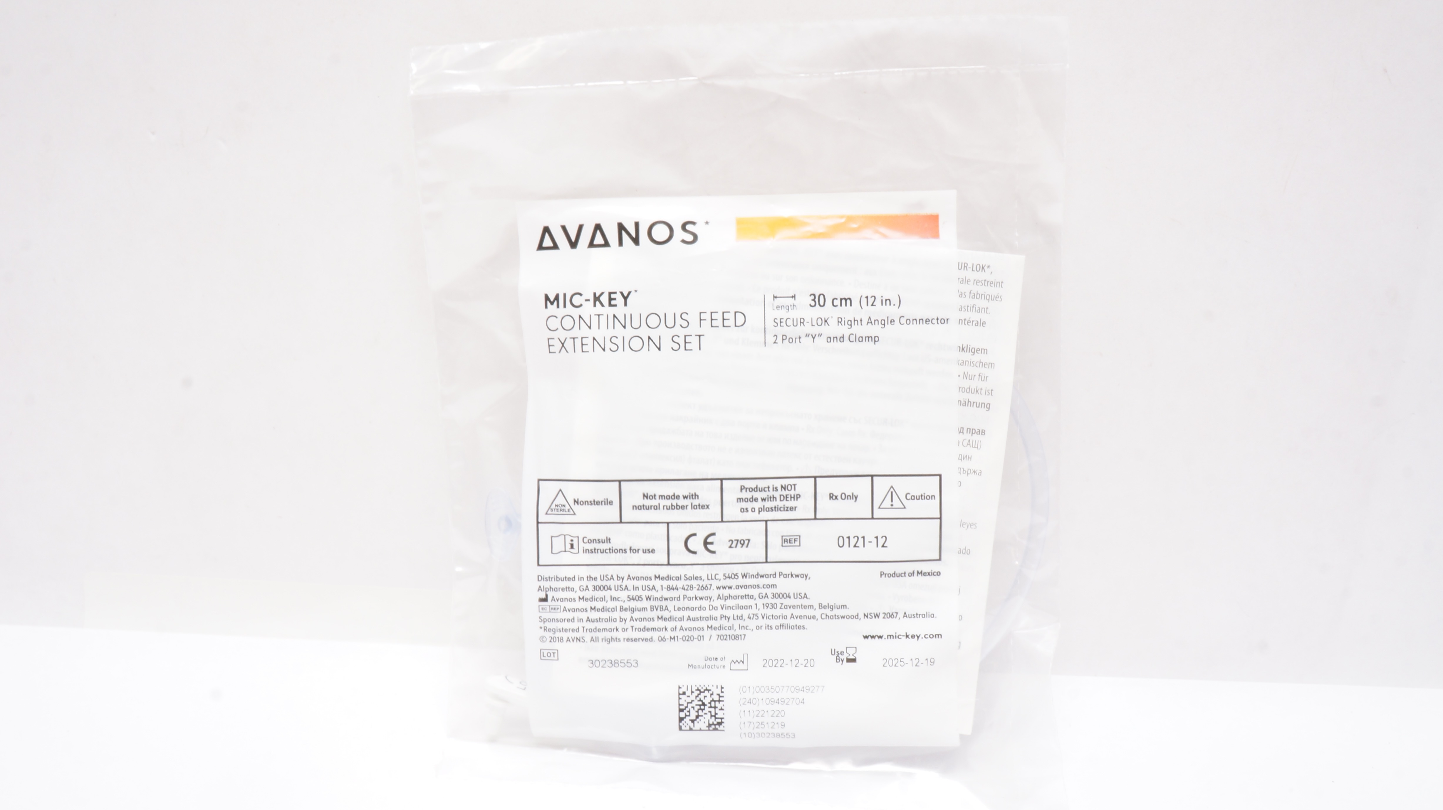 Avanos 0121-12 Mic-Key Continuous Feed Extension Set 12inch