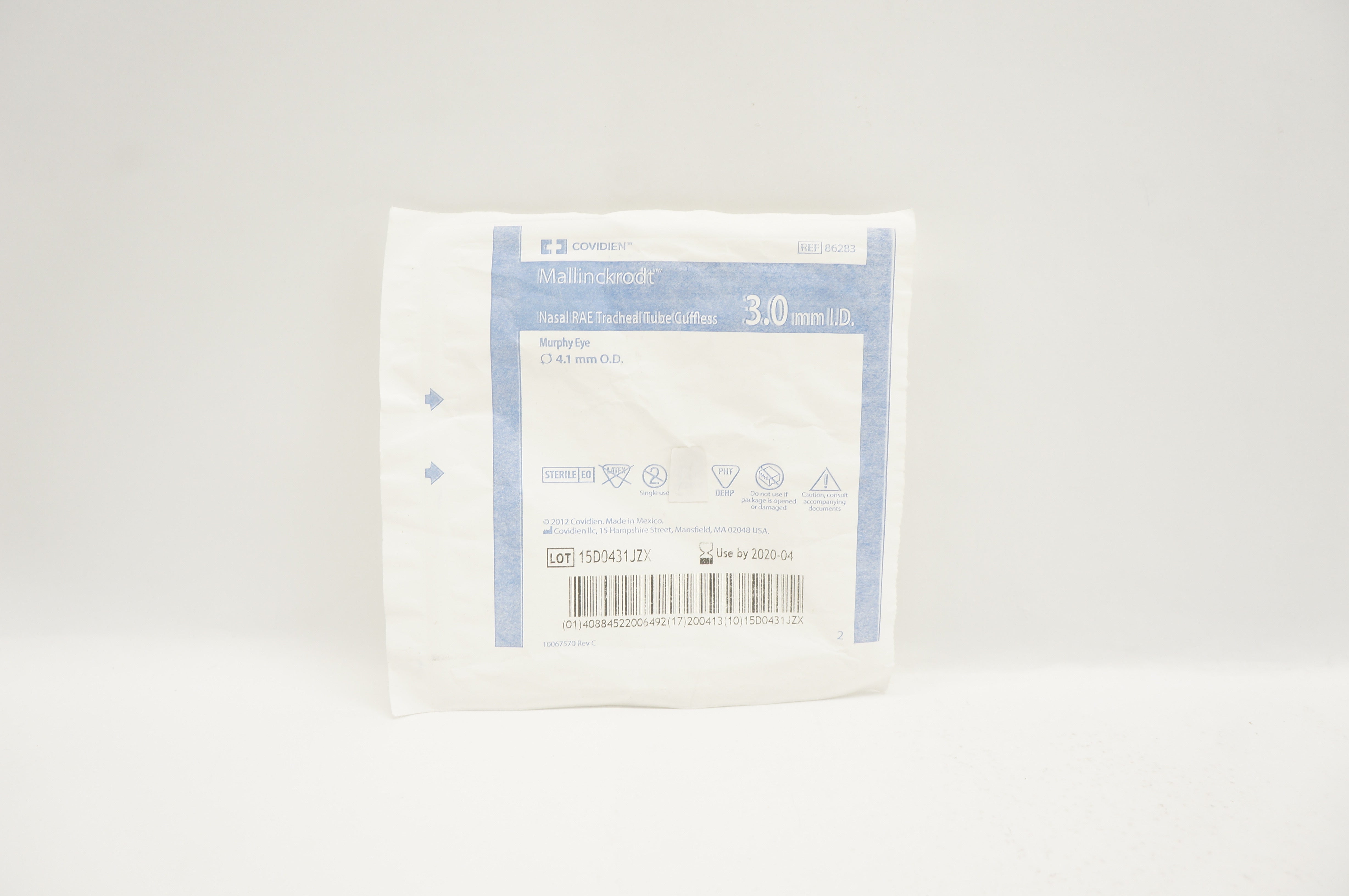 Covidien 86283 Mallinckrodt Nasal RAE Tracheal Tube Cuffed  3.0mm (x)