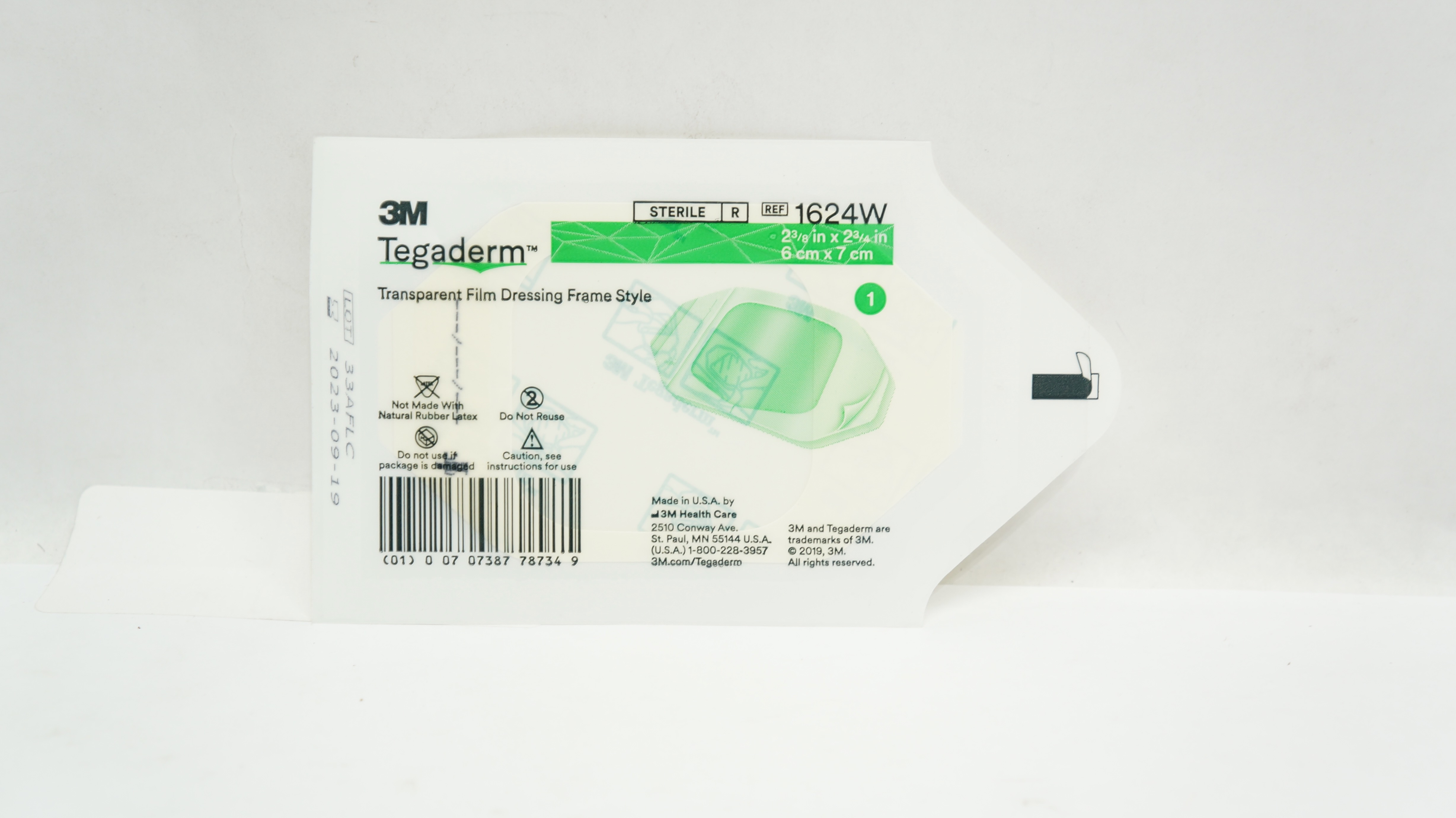 3M 1624W Tegaderm Transparent Film Dressing Frame Style 2-3/8 x 2-3/4 inch