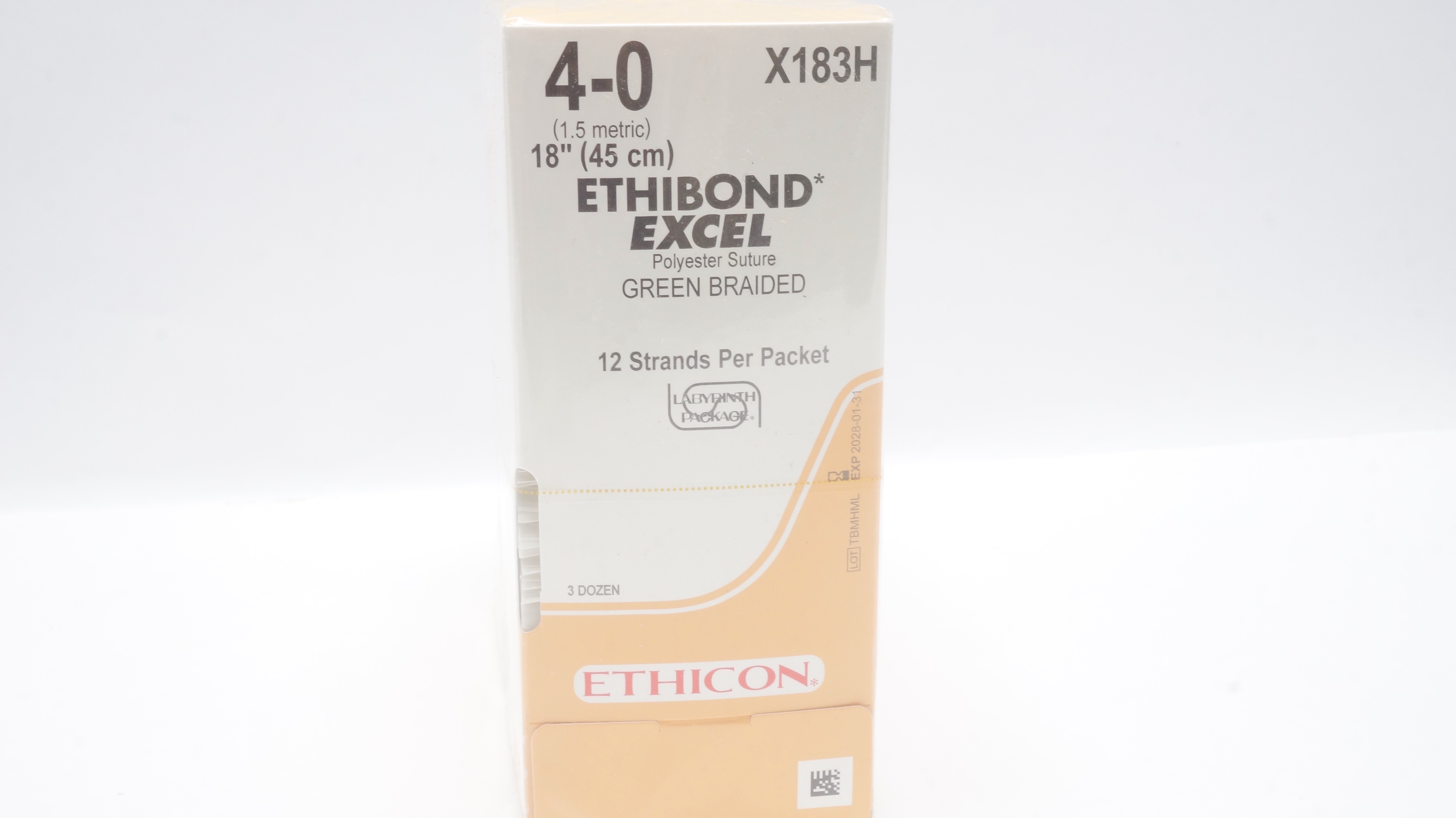 Ethicon X183H 4-0 Ethibond Excel Polyester Stre Green Braided 18 inch -Box of 36