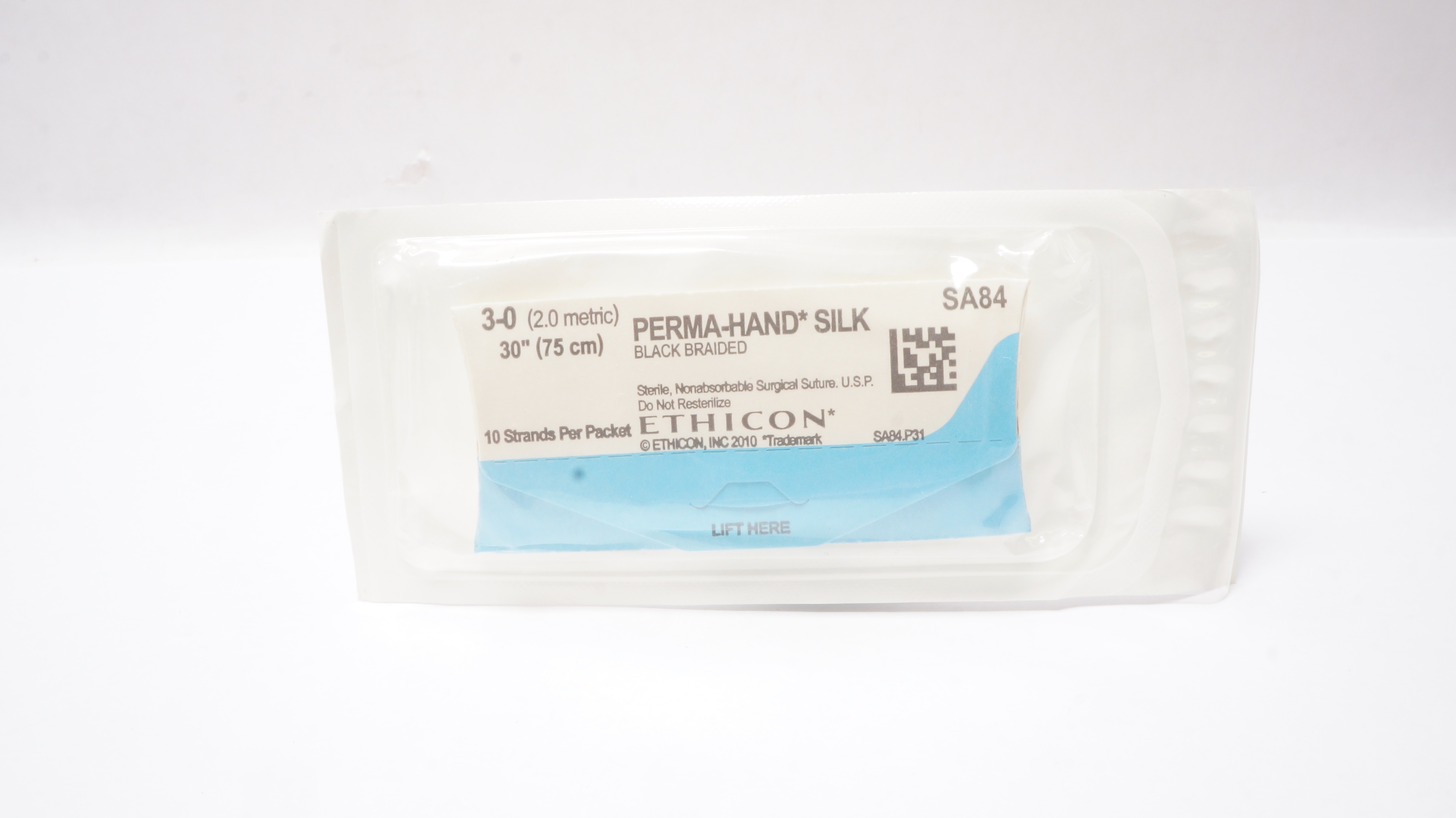 Ethicon SA84 3-0 Perma-Hand Silk Black Braided Surgical Stre 30 inch (x)