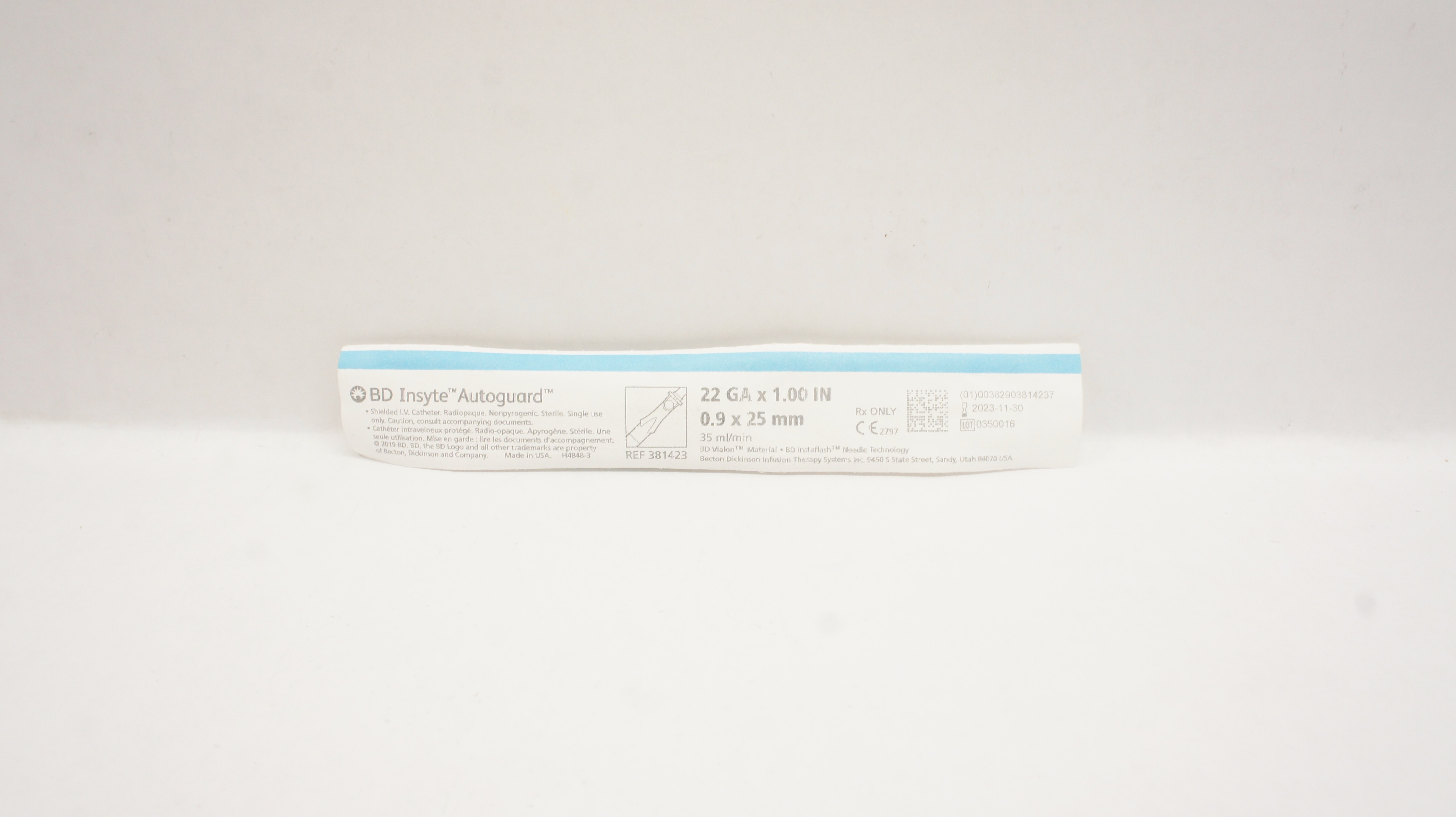 BD 381423 Insyte Autoguard Shielded IV Cath. 22G x 1inch 35 ml (x)