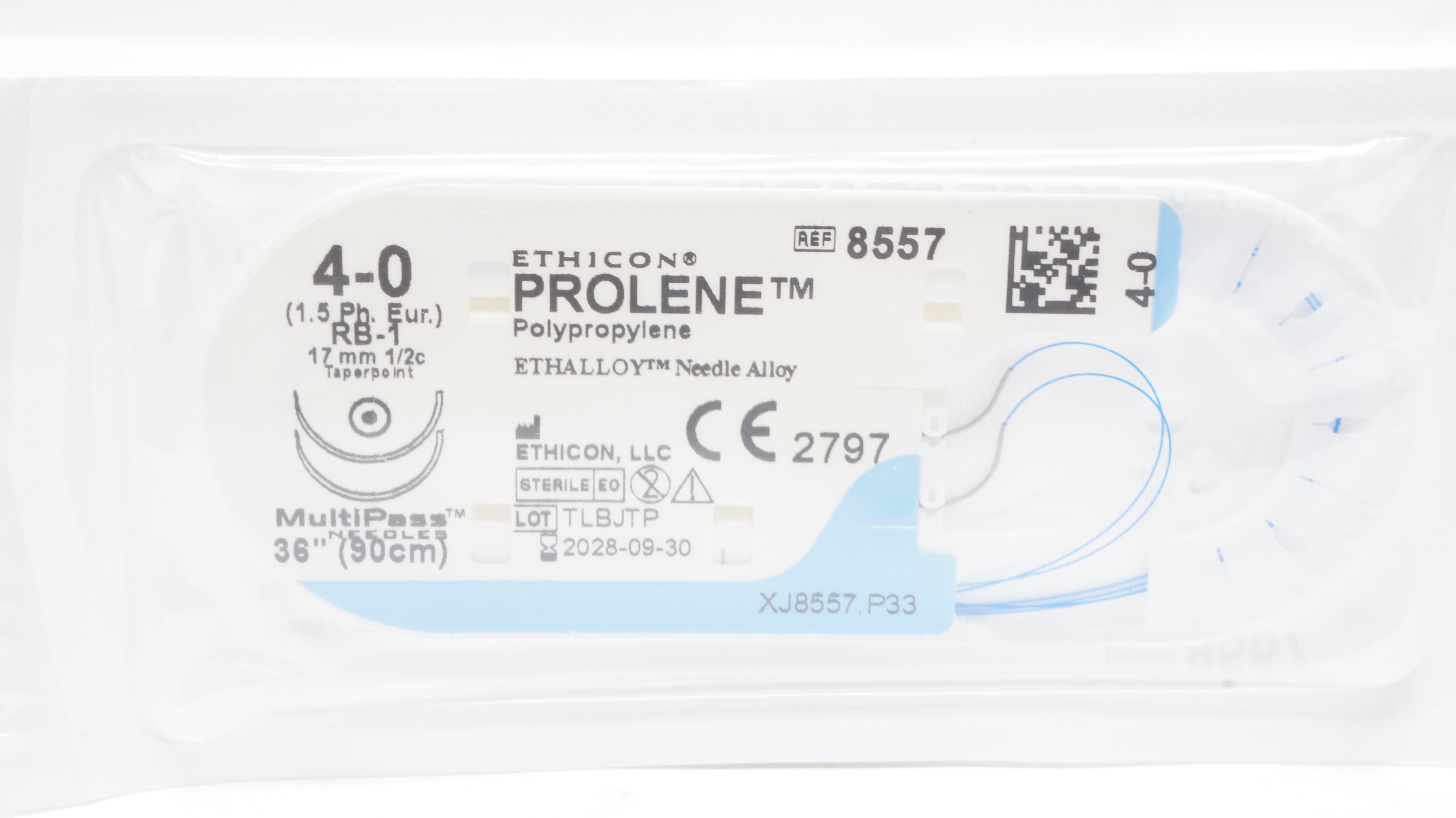 Ethicon 8557 4-0 PROLENE Polypropylene Stre RB-1 17mm 1/2c Taperpoint 36inch (x)