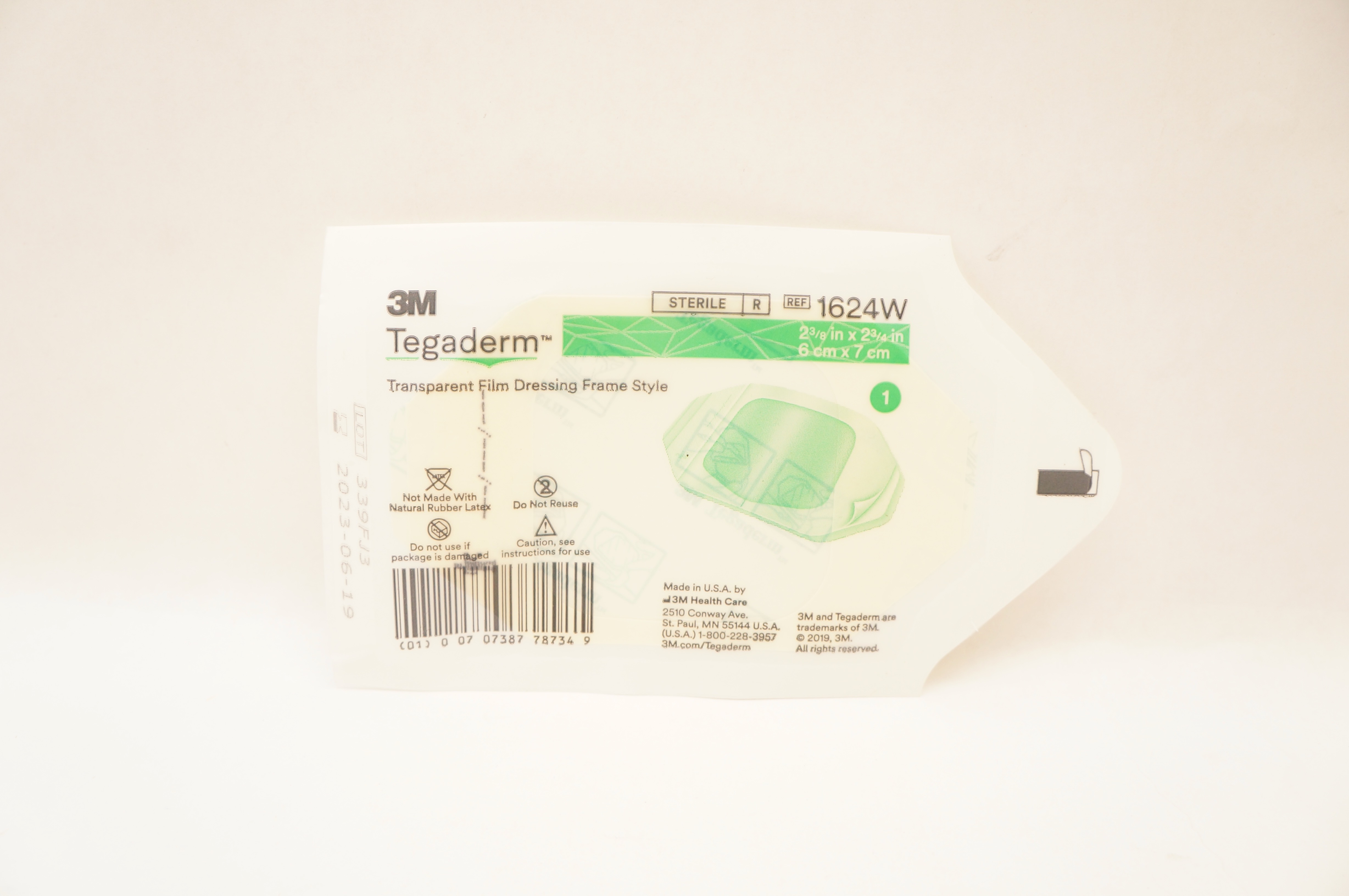 3M 1624W Tegaderm Transparent Film Dressing Frame Style 2-3/8 x 2-3/4 inch