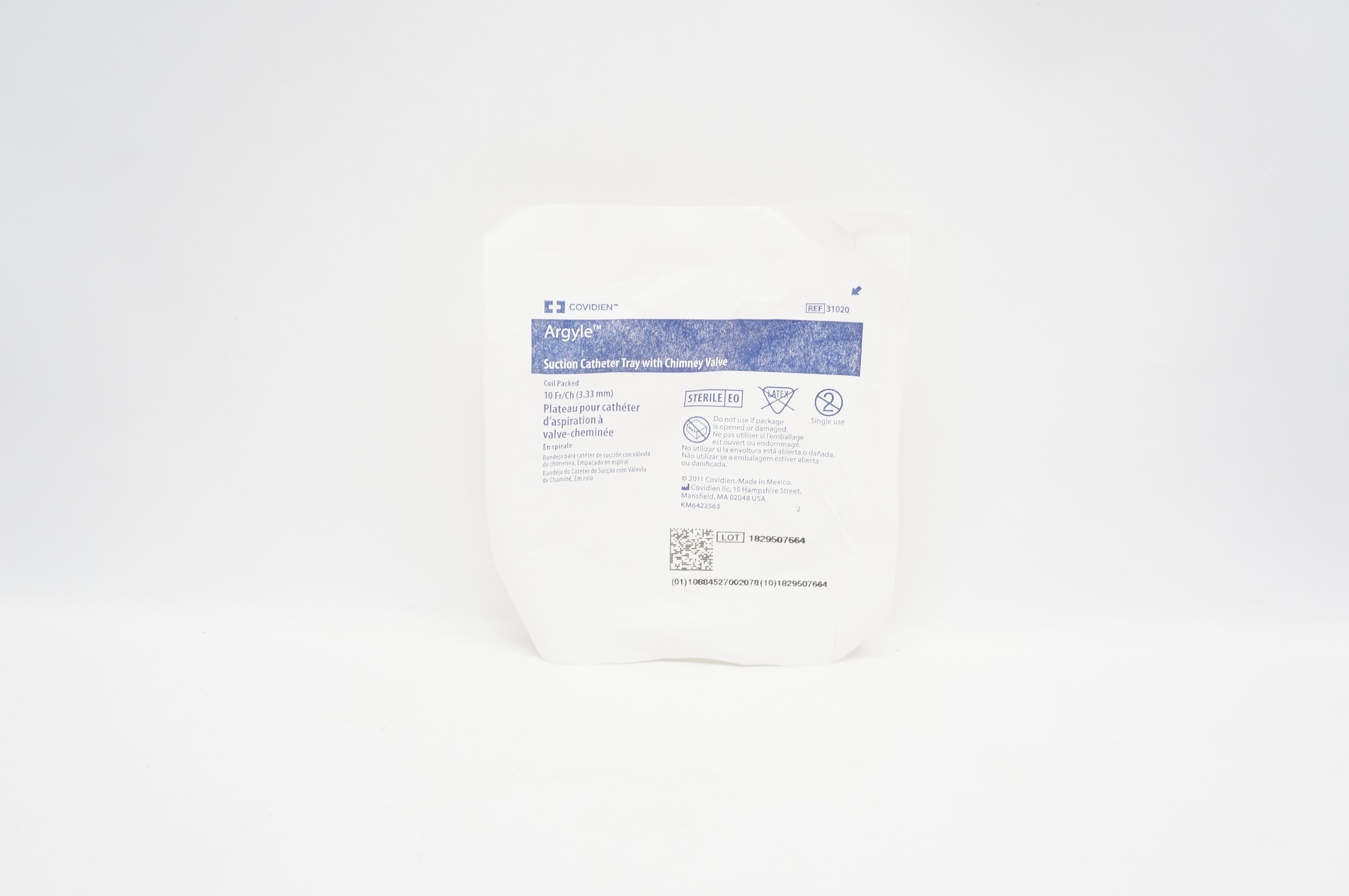 Covidien 31020 Argyle Suction Cath. Tray with Chimney Valve 10Fr/Ch