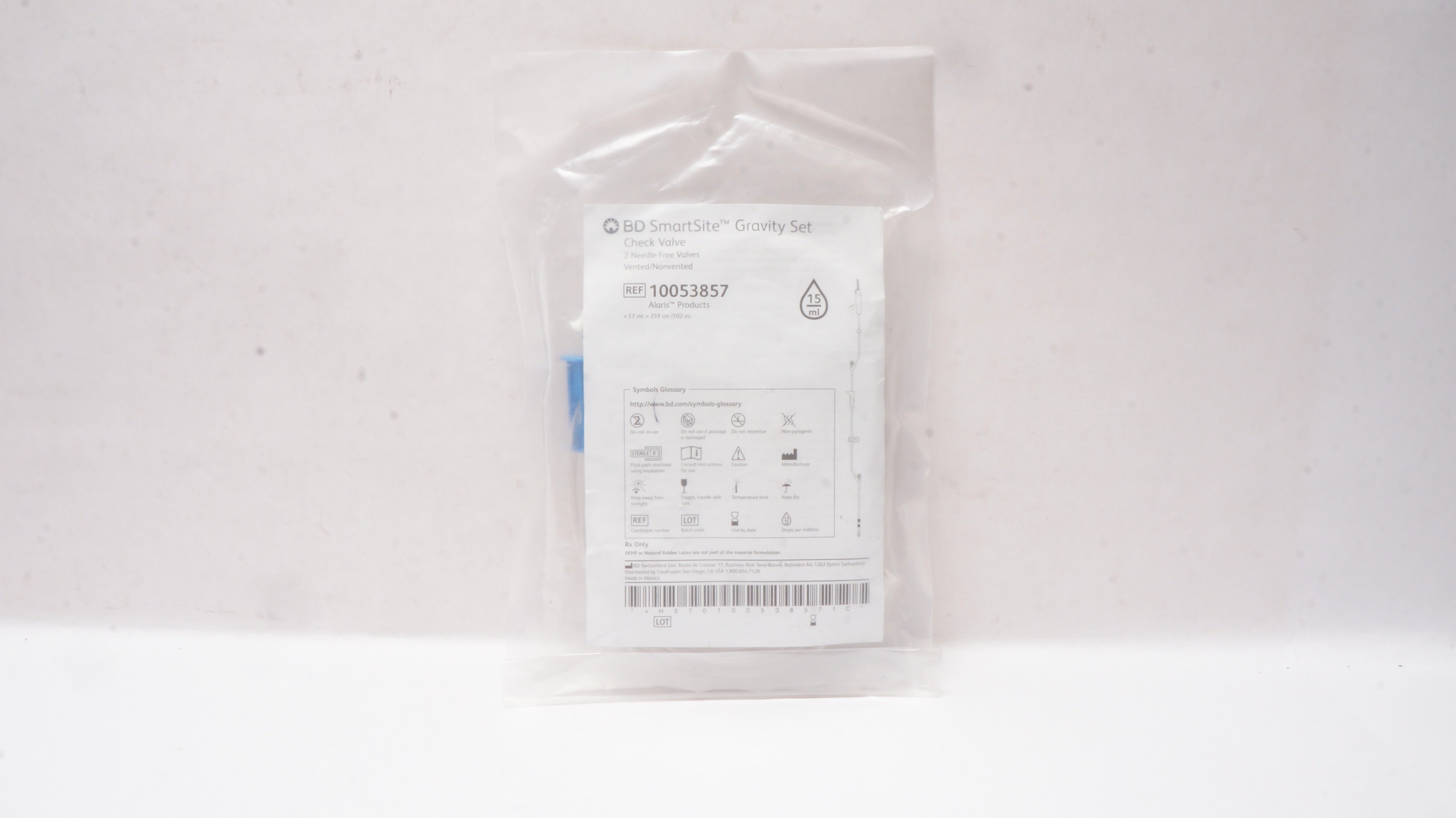 BD 10053857 SmartSite Gravity Set Check Valve 15Drops 17inch x 102inch (x)