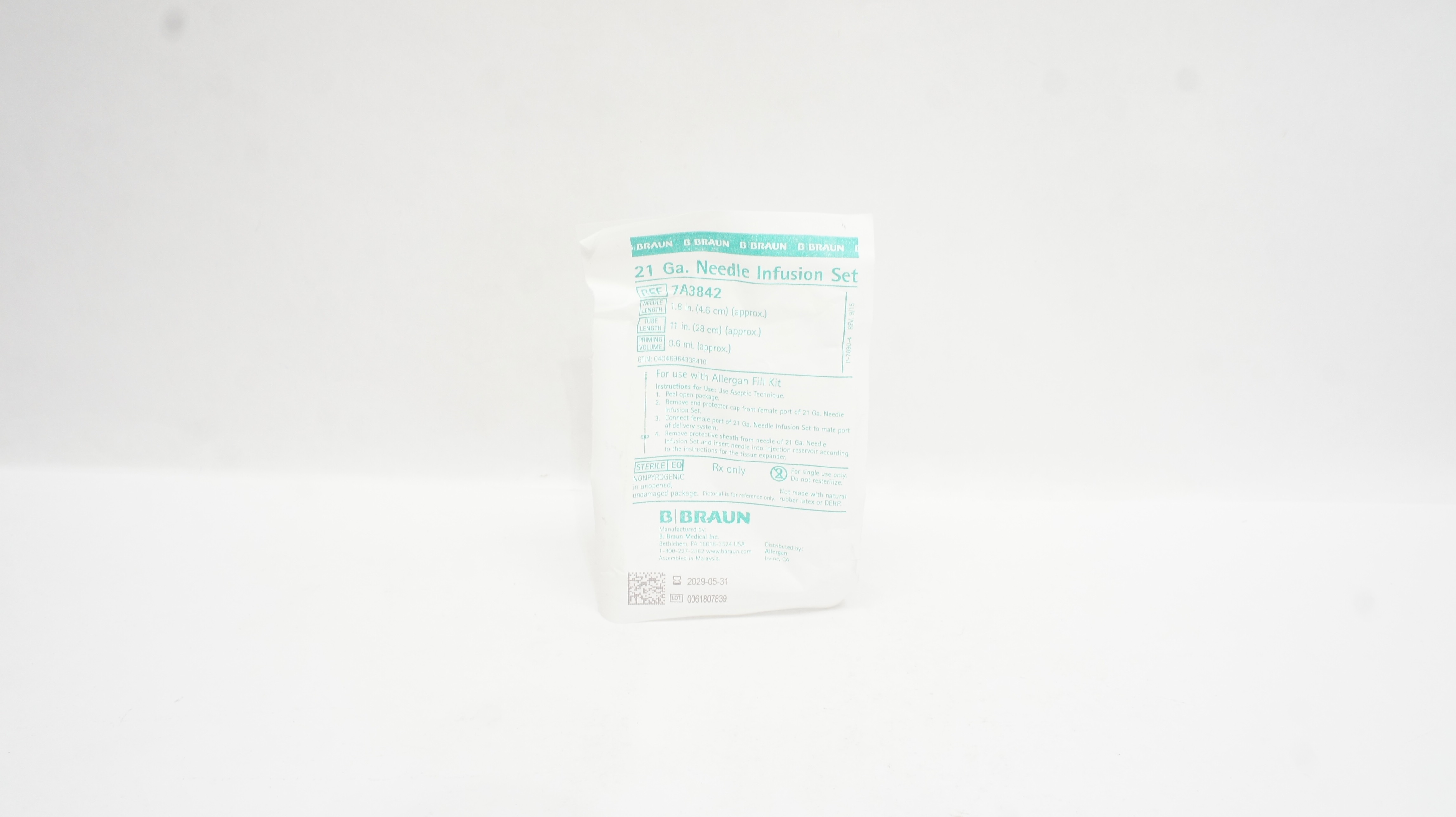 Braun 7A3842 Ndle Infusion Set 21Ga x 1.8inch x 11inch x 0.6mL