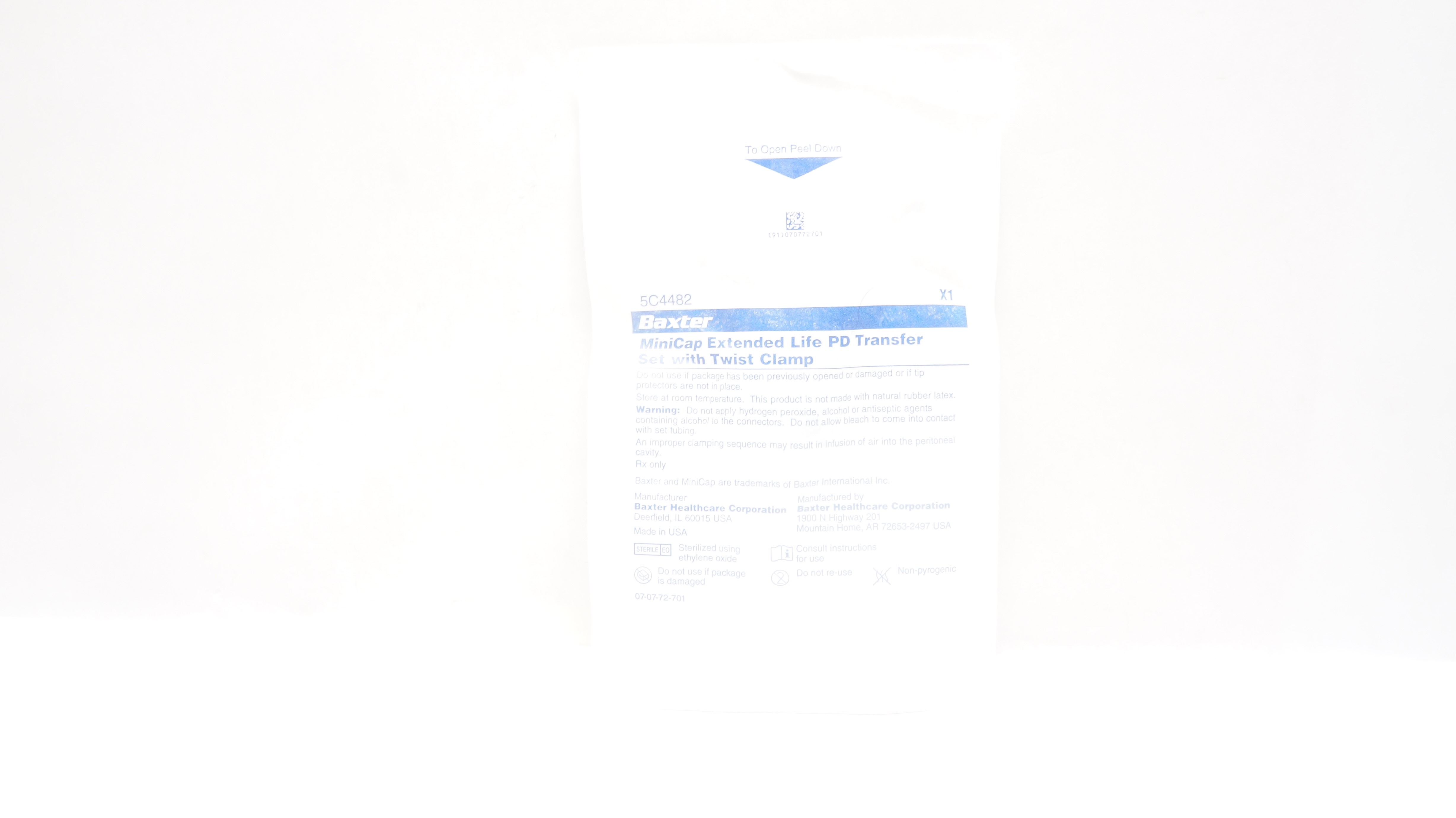 Baxter 5C4482 MiniCap Extended Life PD Transfer Set with Twist Clamp