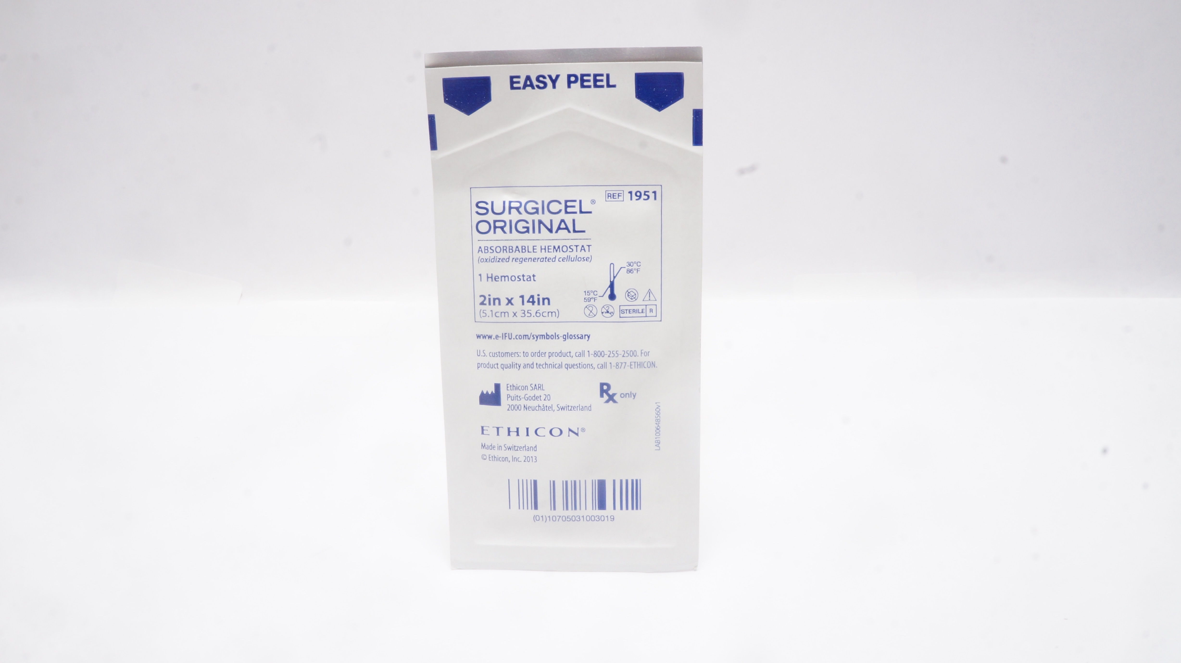 Ethicon 1951 Surgicel Original Absorbable Hemostat 2inch x 14inch