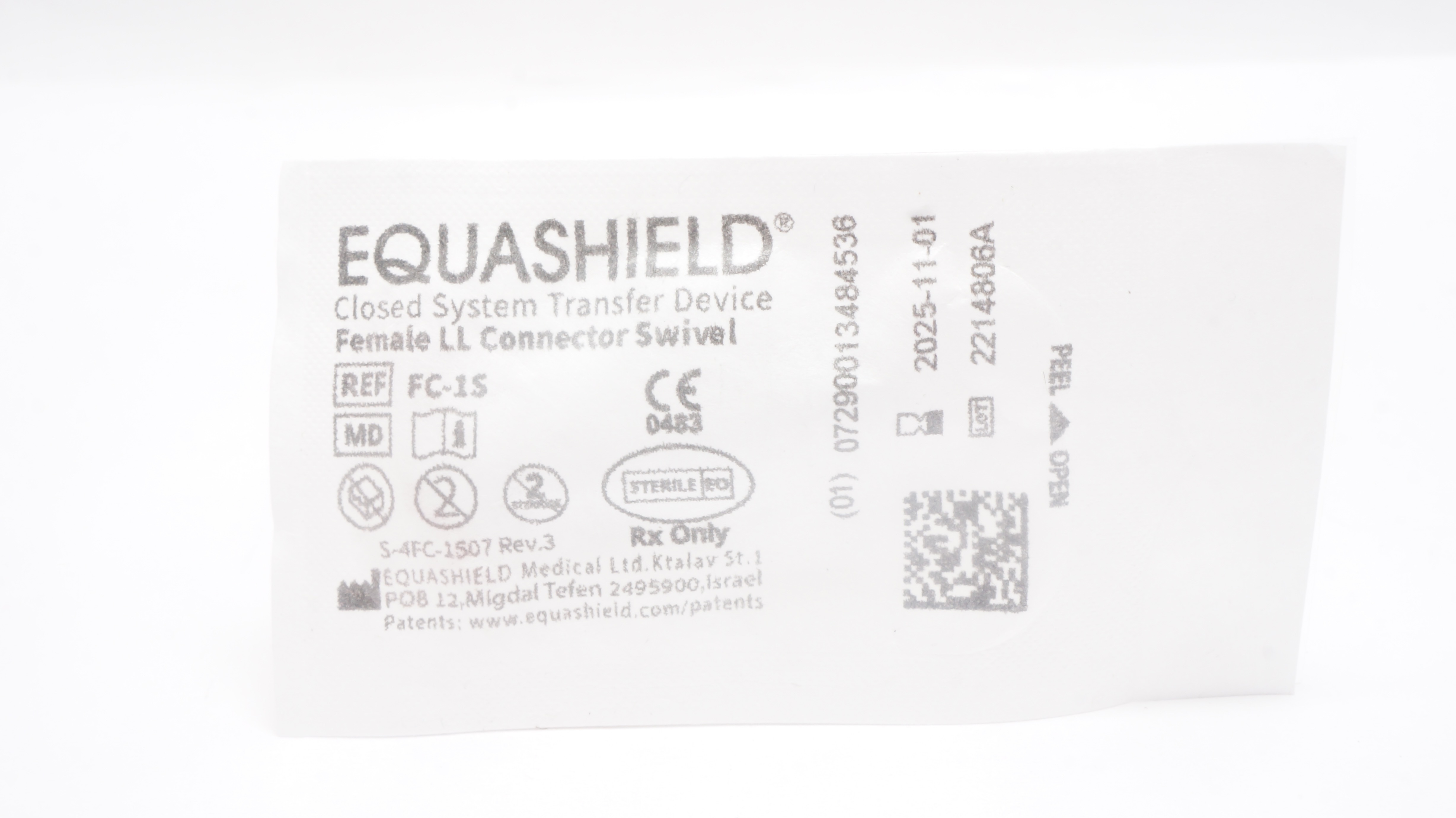 Equashield Medical FC1S Closed System Drug Transfer Device Female LL