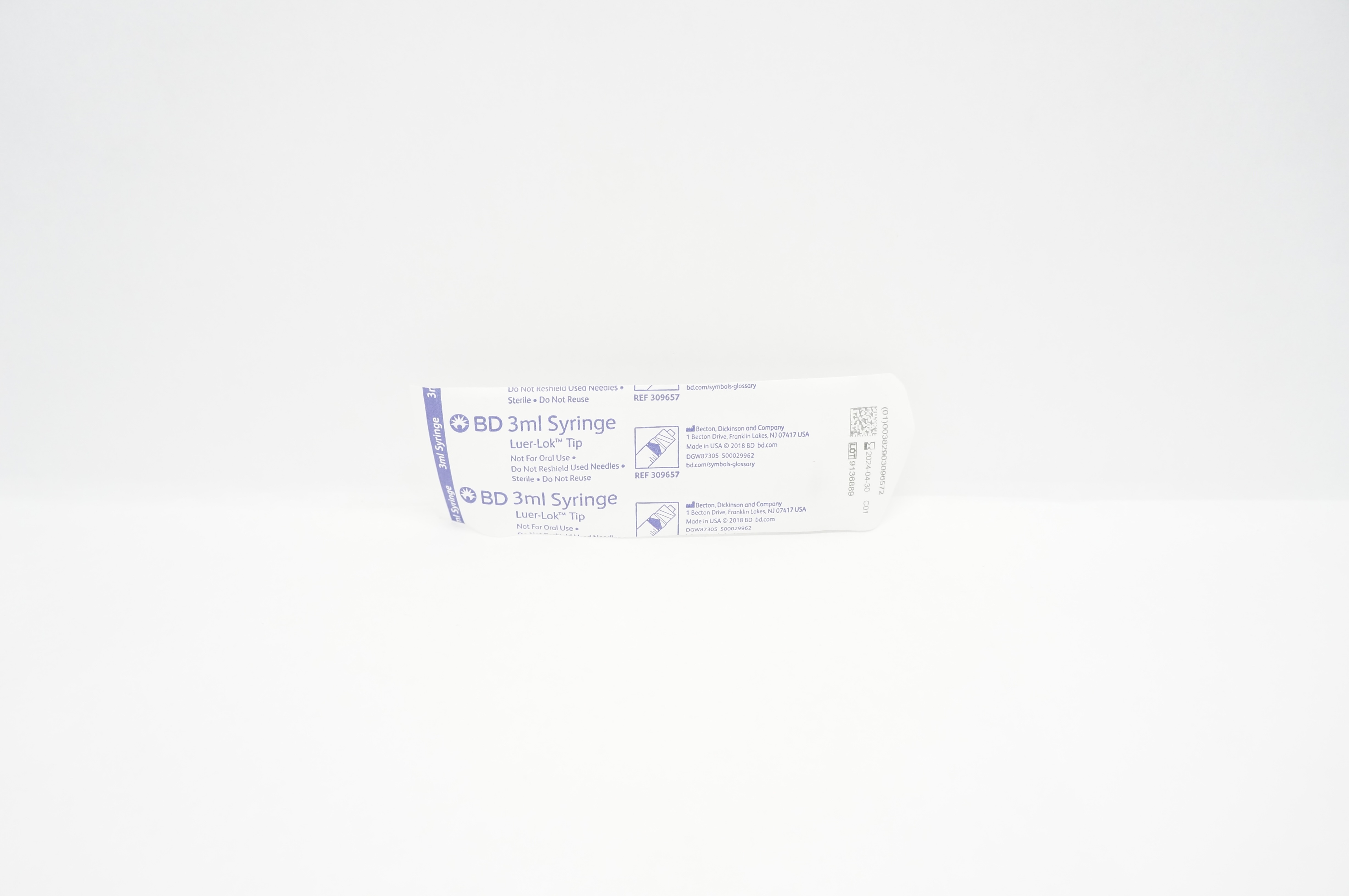 BD 309657 Luer-Lok Tip Syringe 3mL