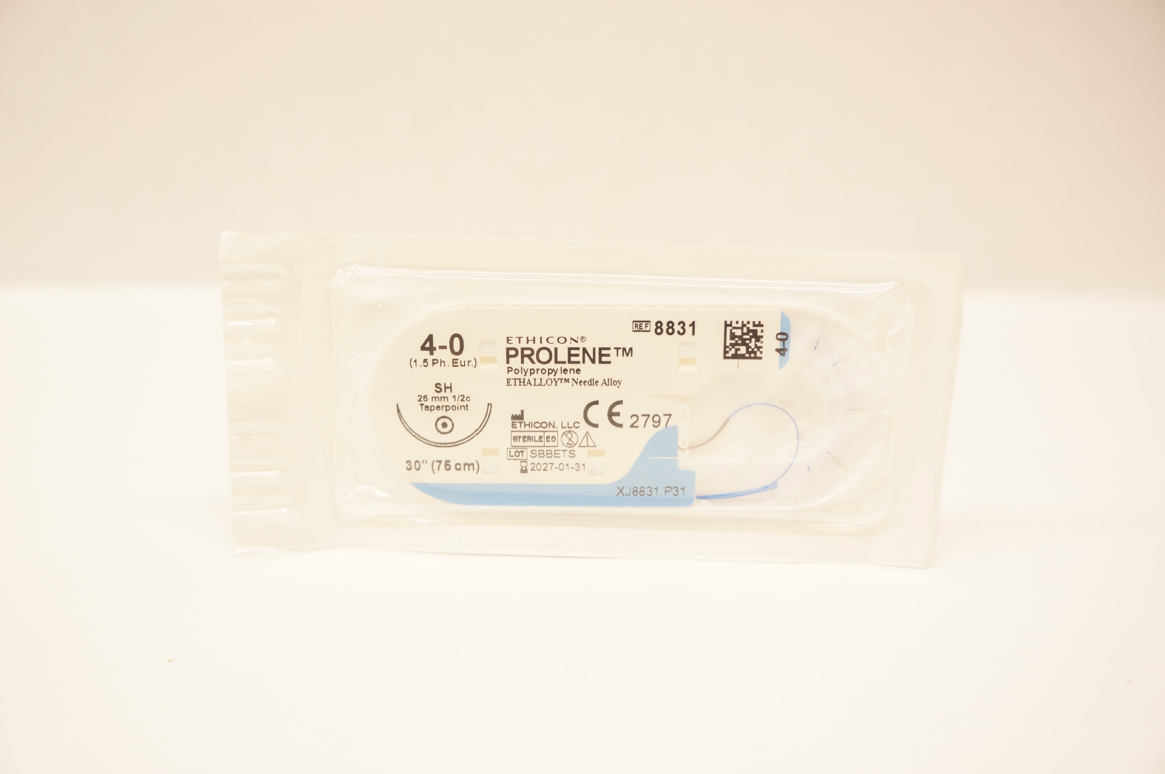 Ethicon 8831 4-0 Prolene Polypropylene Stre SH 26mm 1/2c Taperpoint, 30 inch