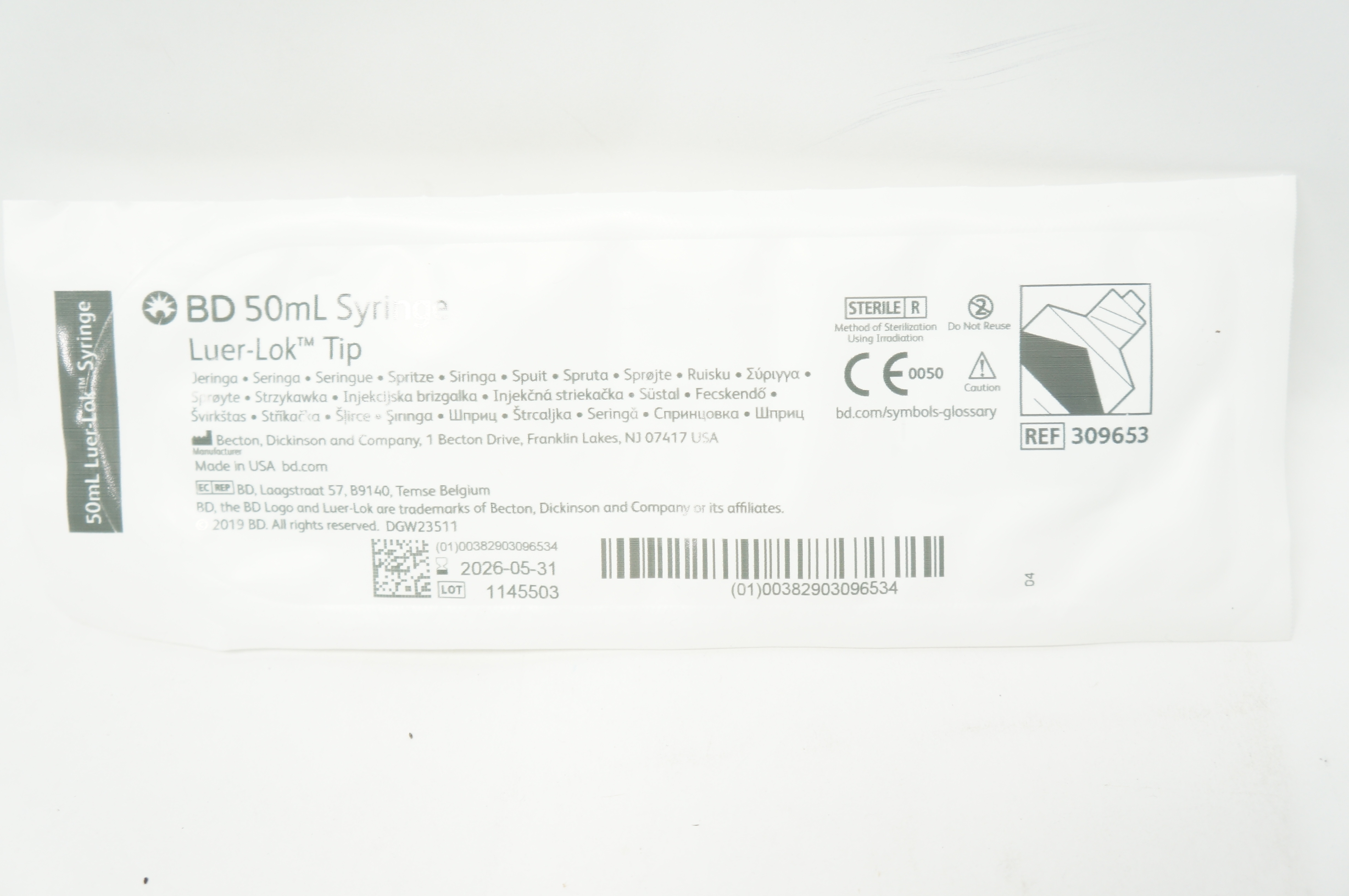 BD 309653 50ml Syringe Luer-Lok Tip
