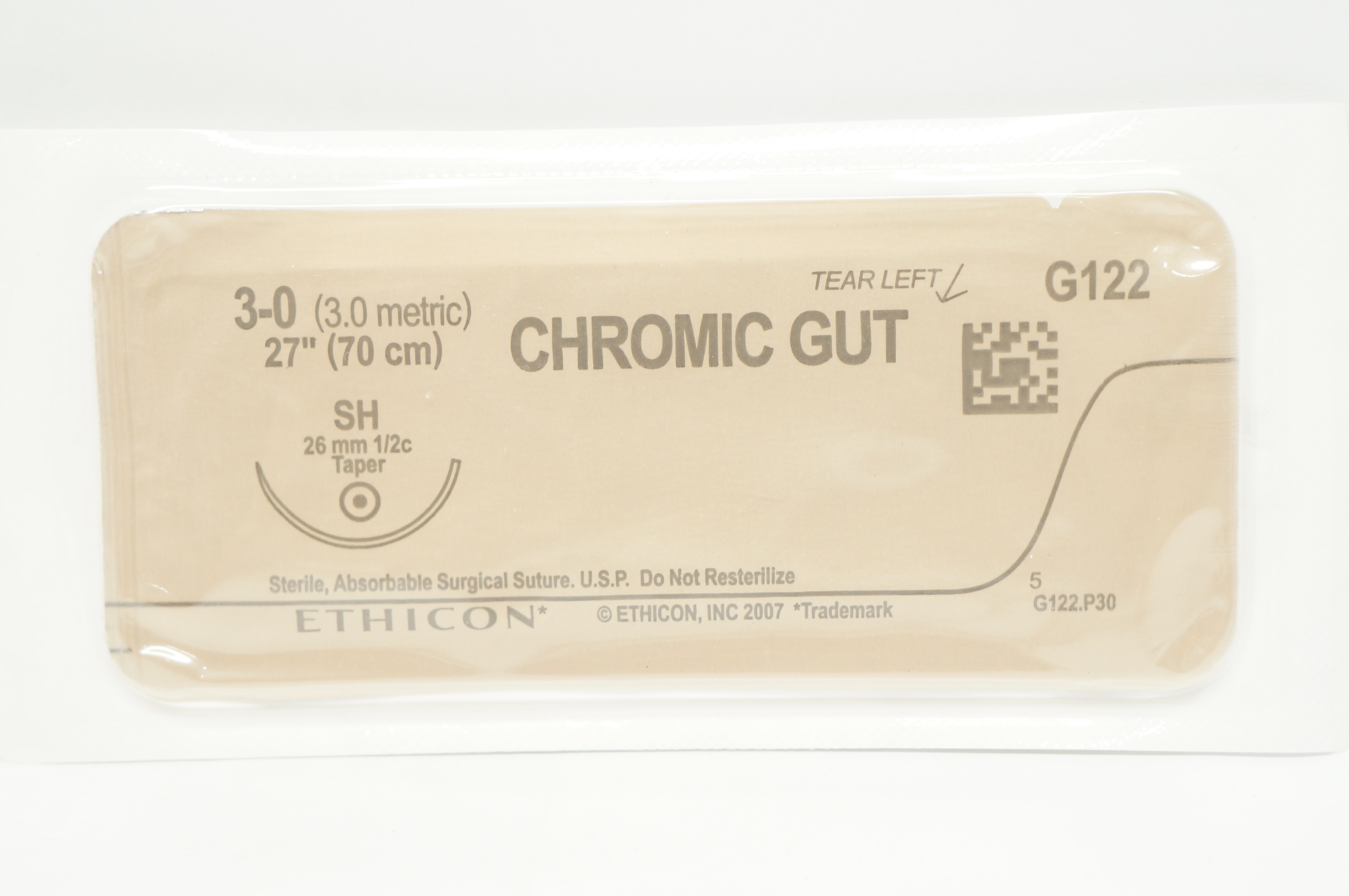 Ethicon G122 3-0 Chromic Gut Surgical Stre SH 26mm 1/2c Taper, 27inch