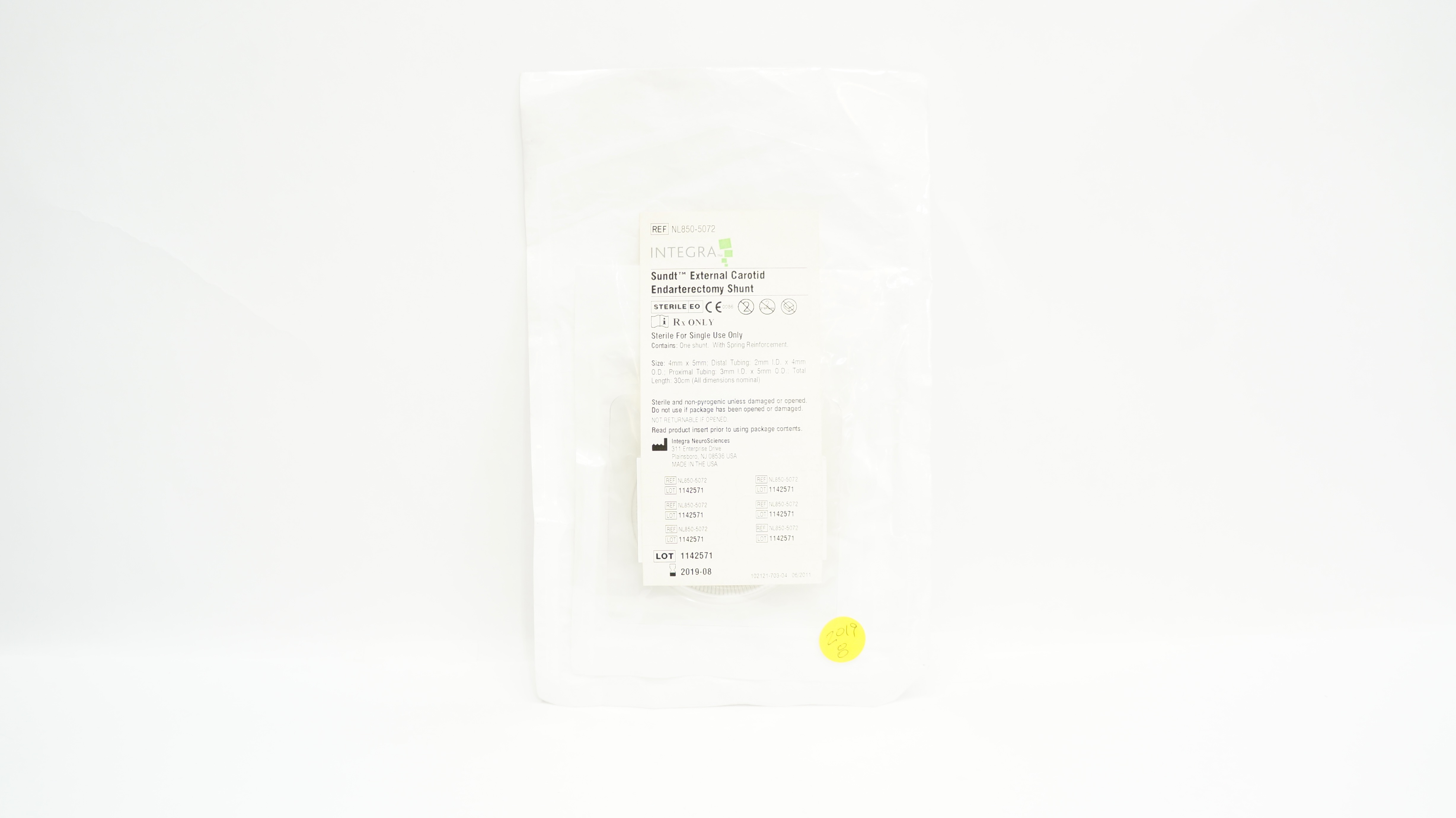 Integra NL850-5072 Sundt External Carotid Endarterectomy Shunt (x)