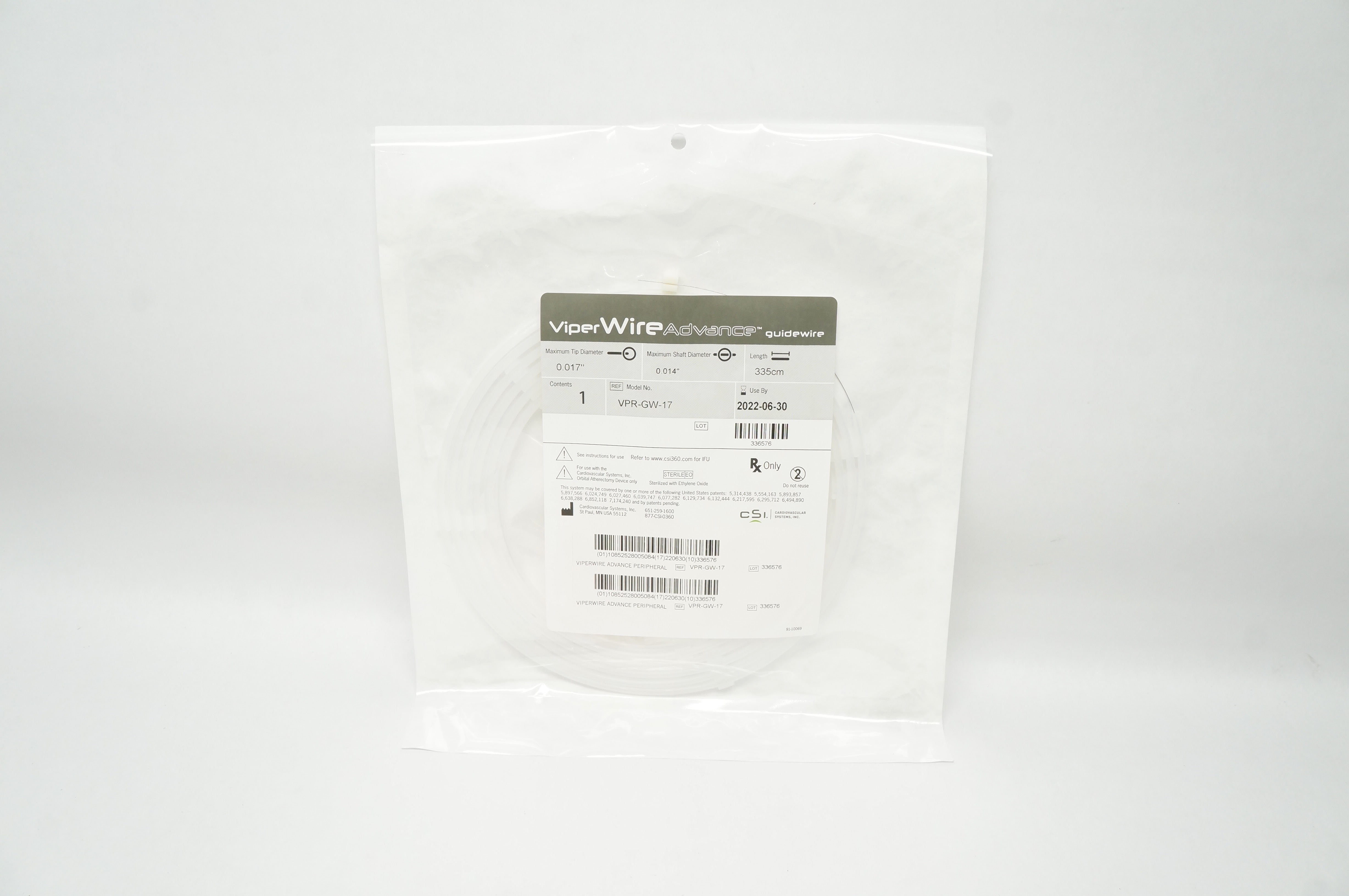Cardiovascular Systems VPR-GW-17 ViperWire AdvanceGuidewire 0.014inch x 335cm(x)