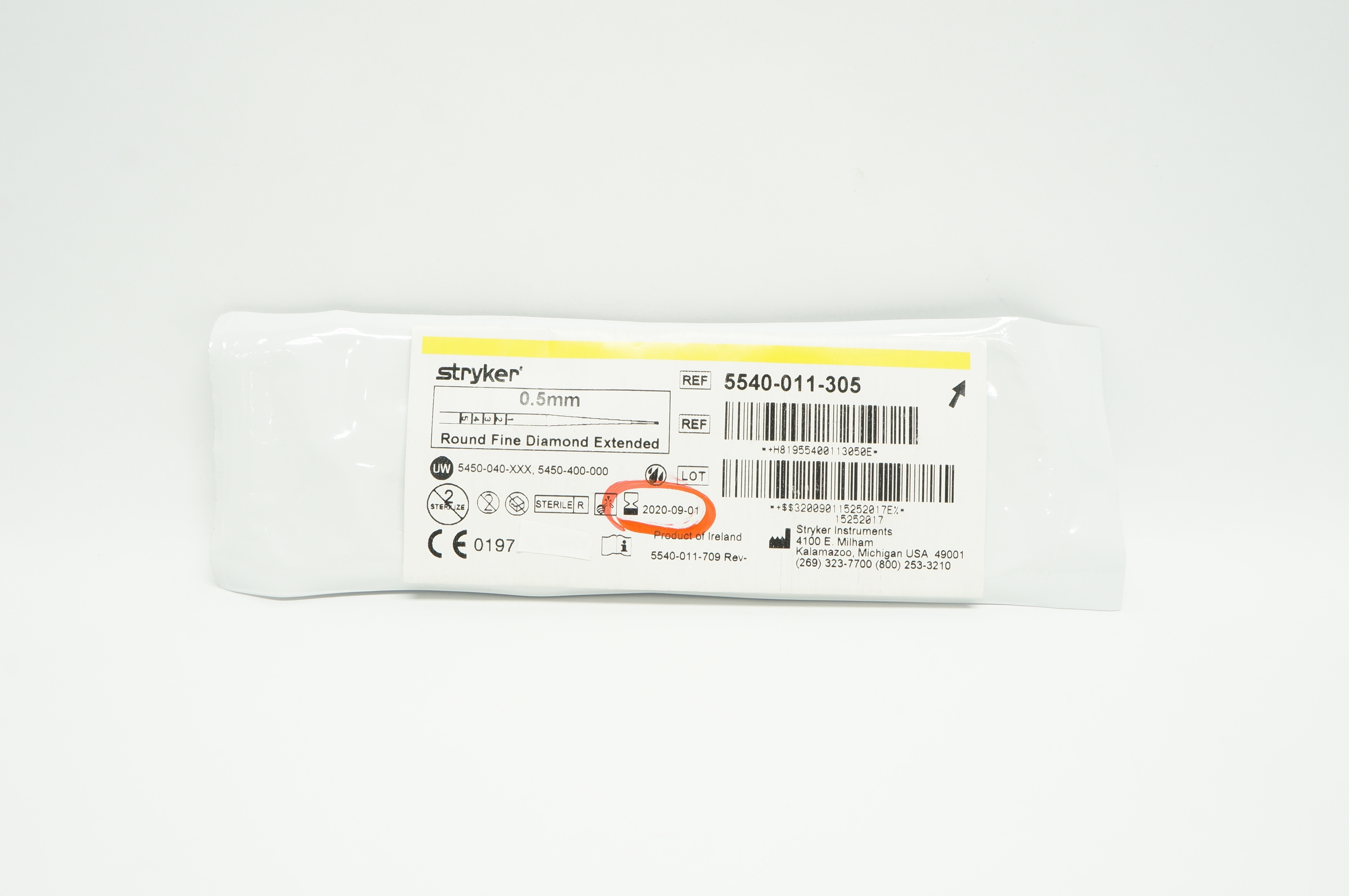 Stryker 5540-011-305 Round Fine Diamond Extended 0.5mm (x)