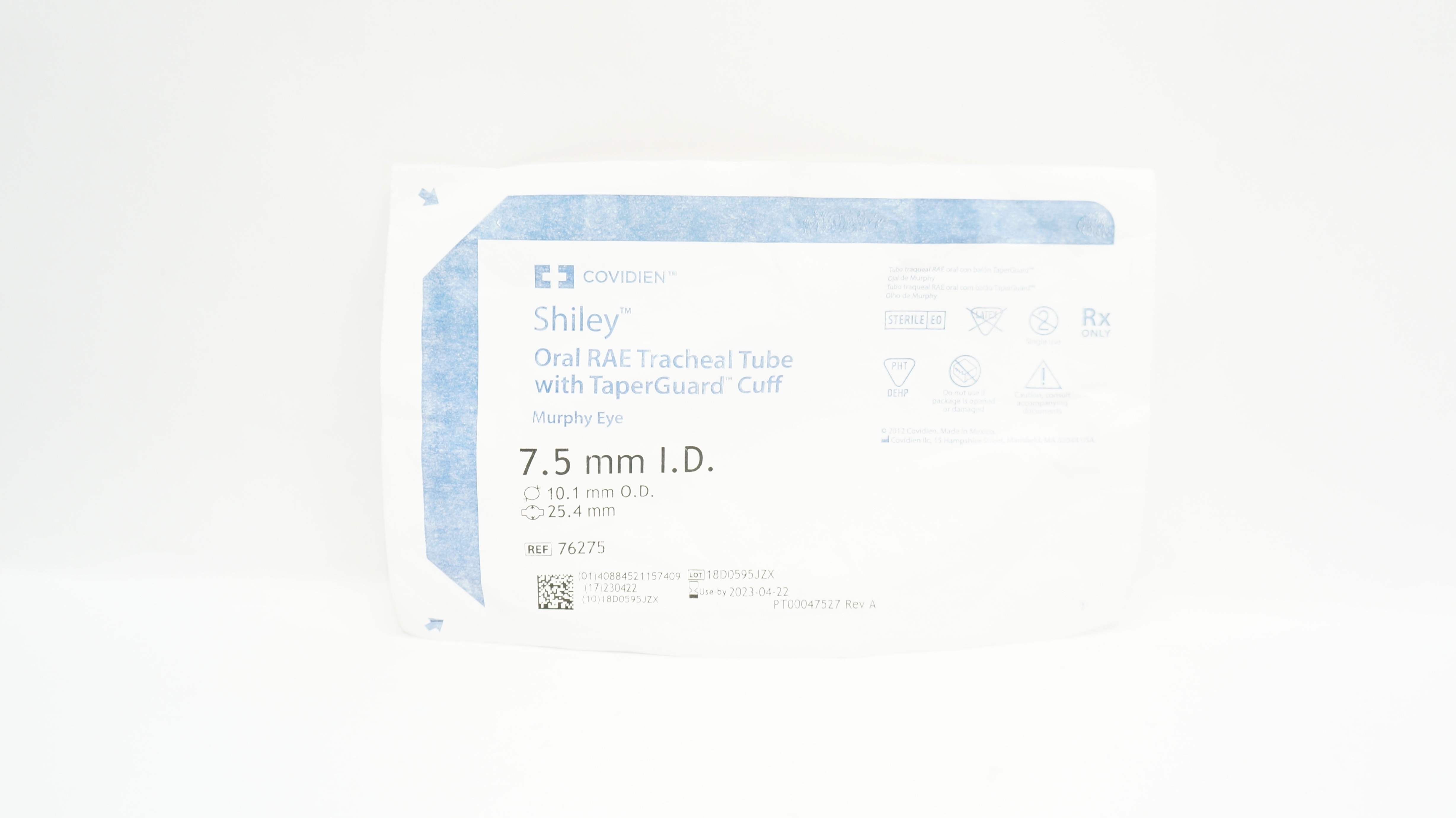 Covidien 76275 Shiley Oral RAE Tracheal Tube 7.5mm ID, 10.1mm OD (x)