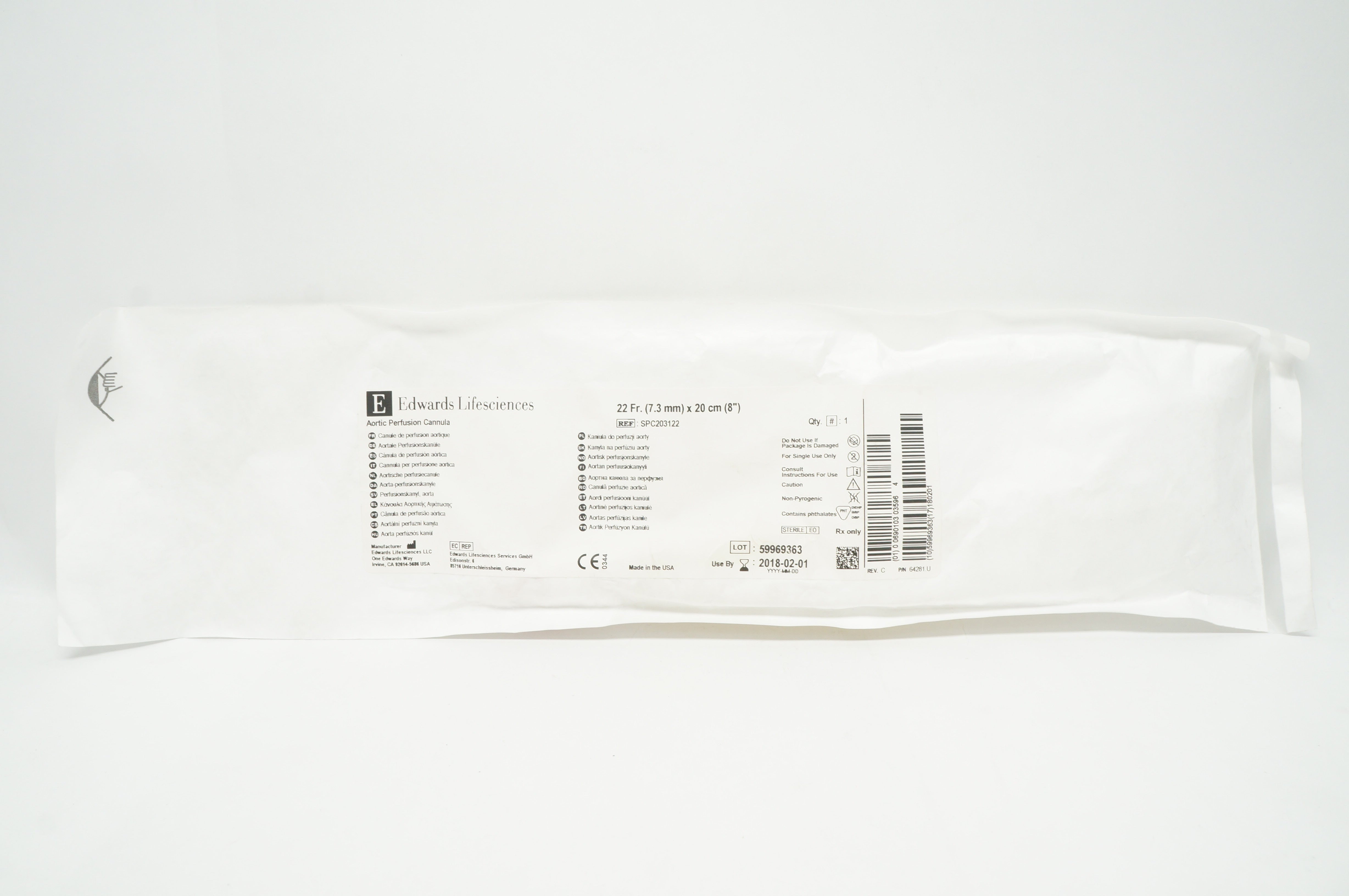 Edwards Lifesciences SPC203122 Aortic Perfusion Cannula 22Fr x 20cm (x)
