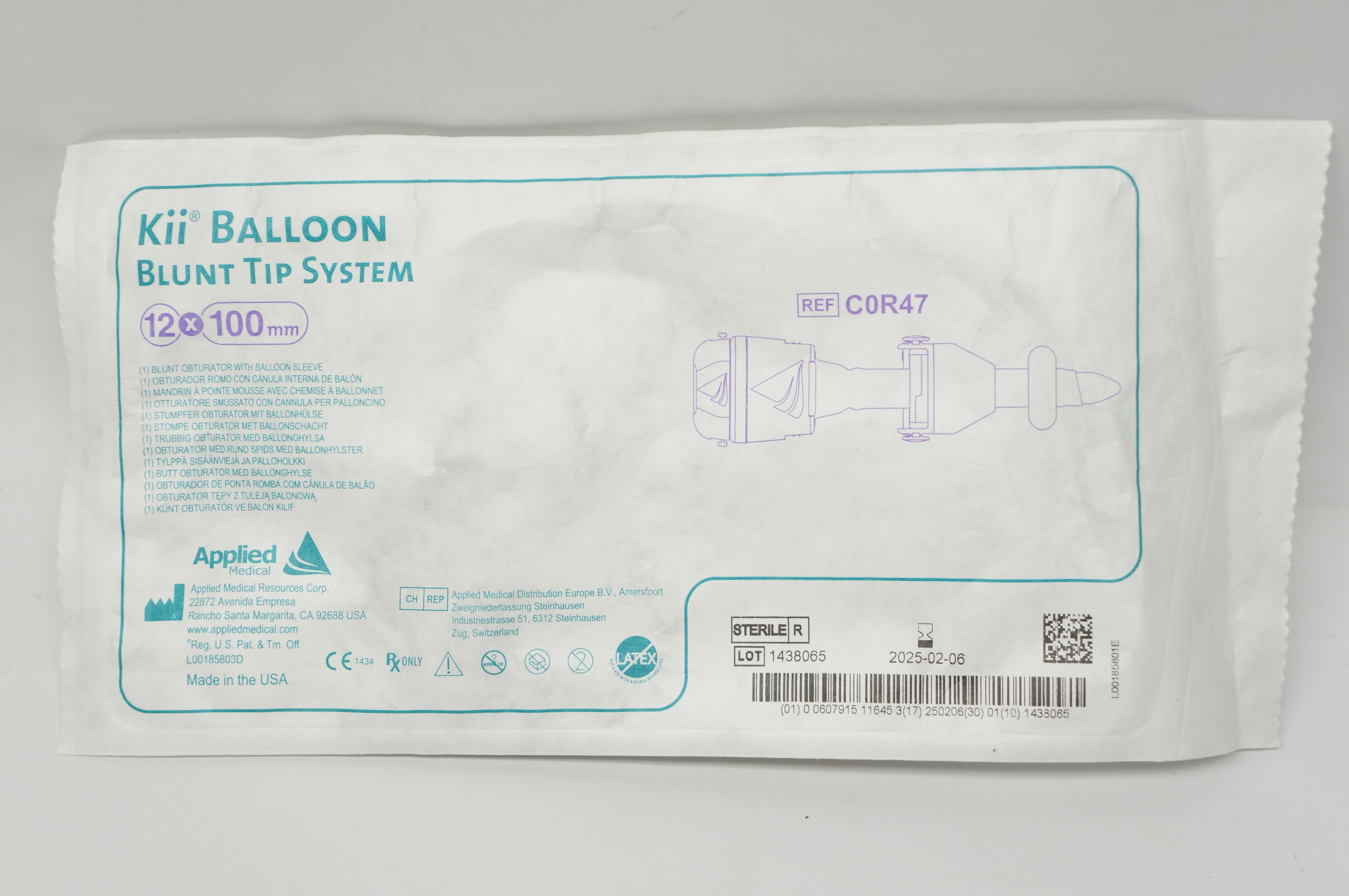 Applied Medical C0R47 Kii Blunt Obturator with Balloon Sleeve 12 mm x 100 mm