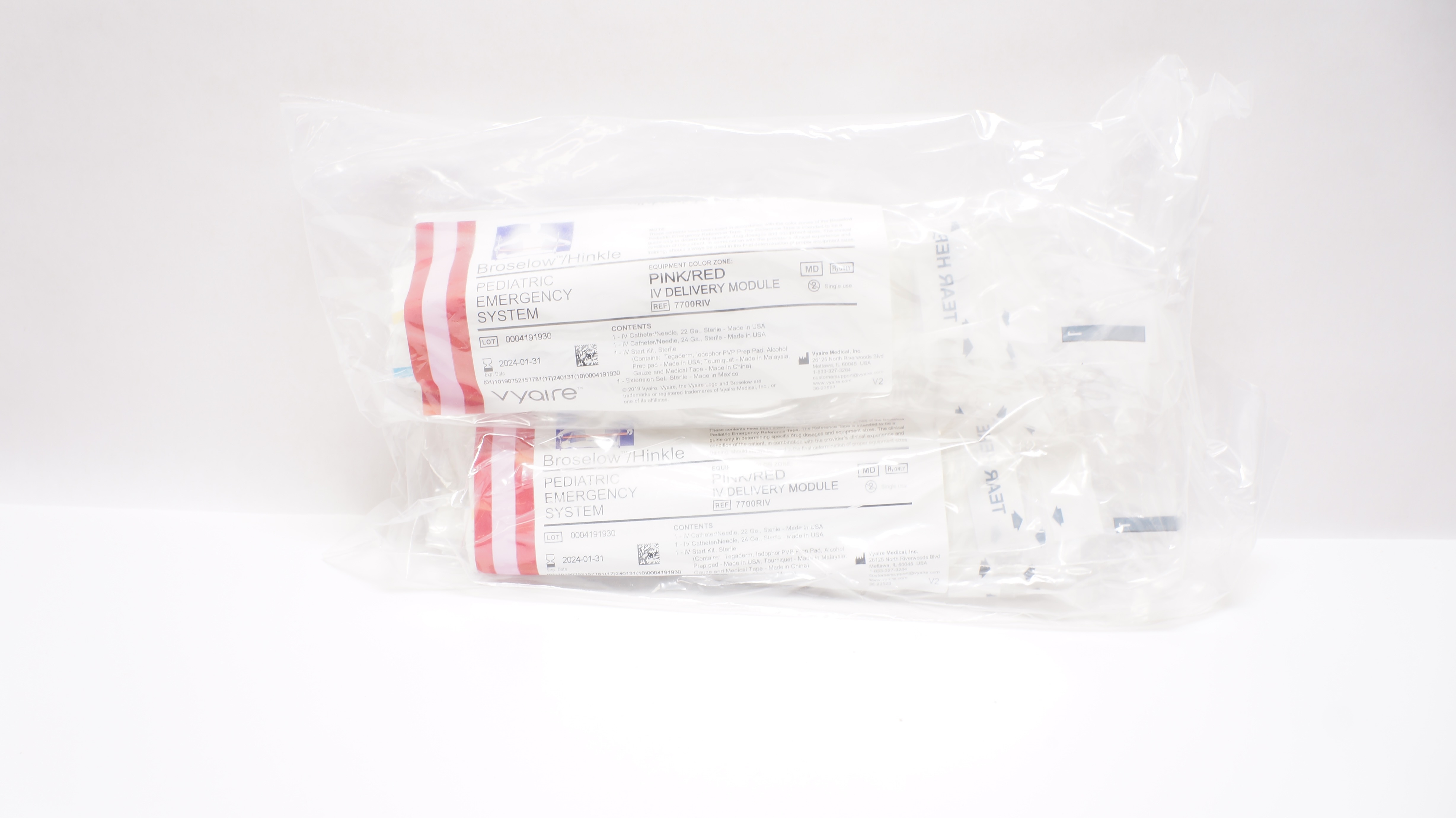 Vyaire 7700RIV Broselow/Hinkle Pediatric Emergency System Pink/Red - Pack of 2