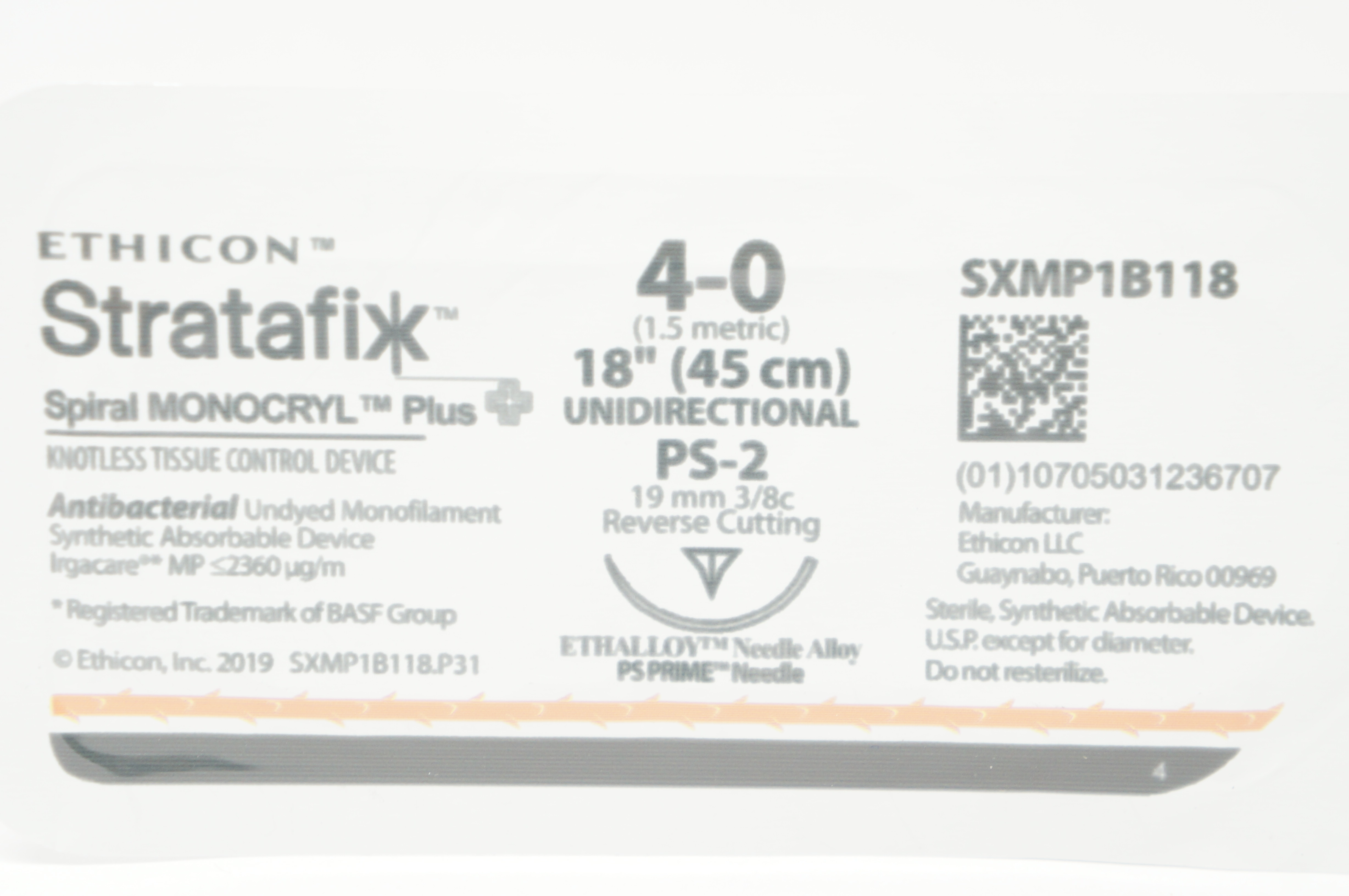 Ethicon SXMP1B118 4-0 Stratafix PS-2 19mm 3/8c Reverse Cutting, 18inch