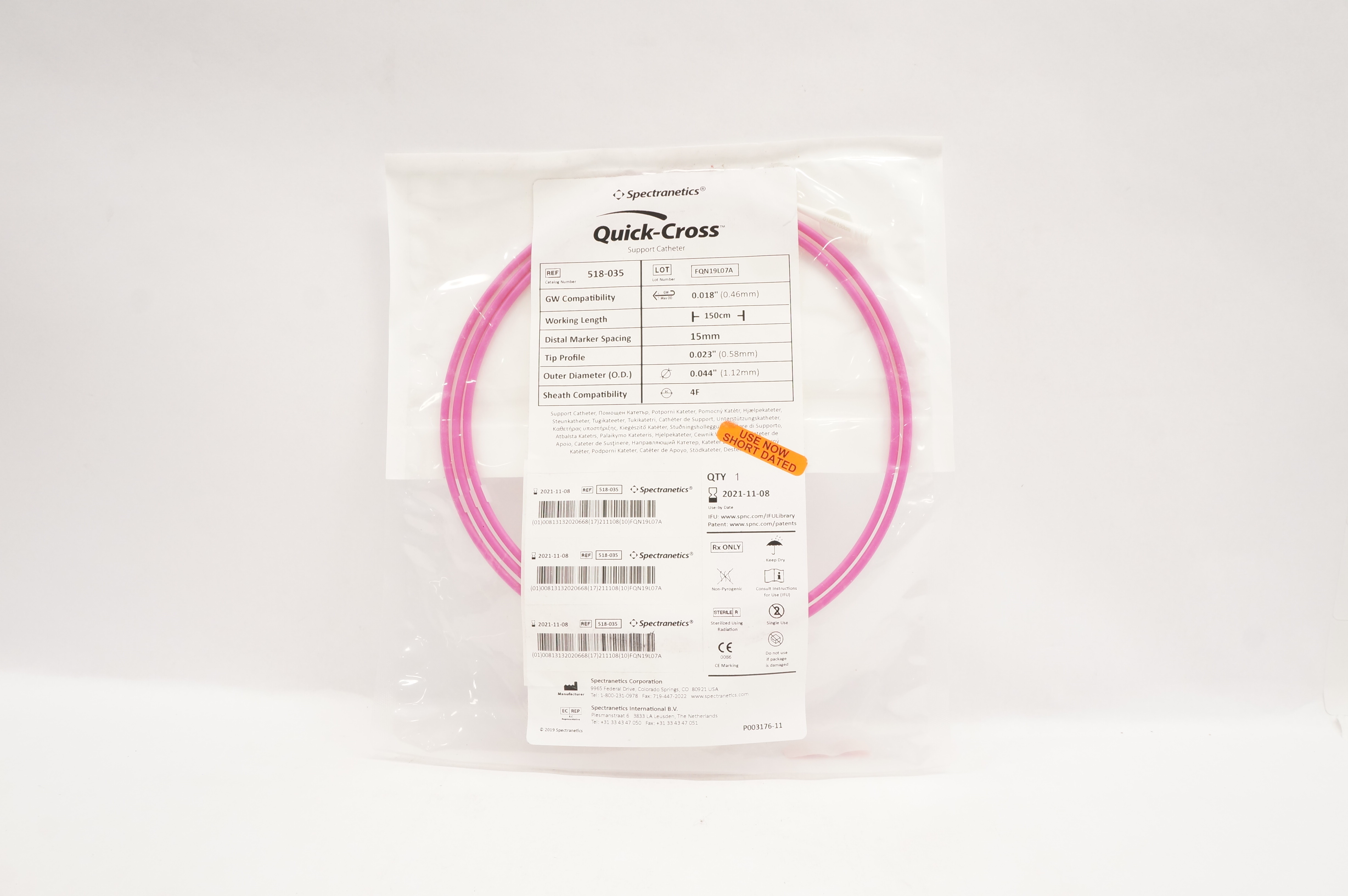 Spectranetics 518-035 Quick-Cross Support Cath. 0.018inch x 150cm (x)