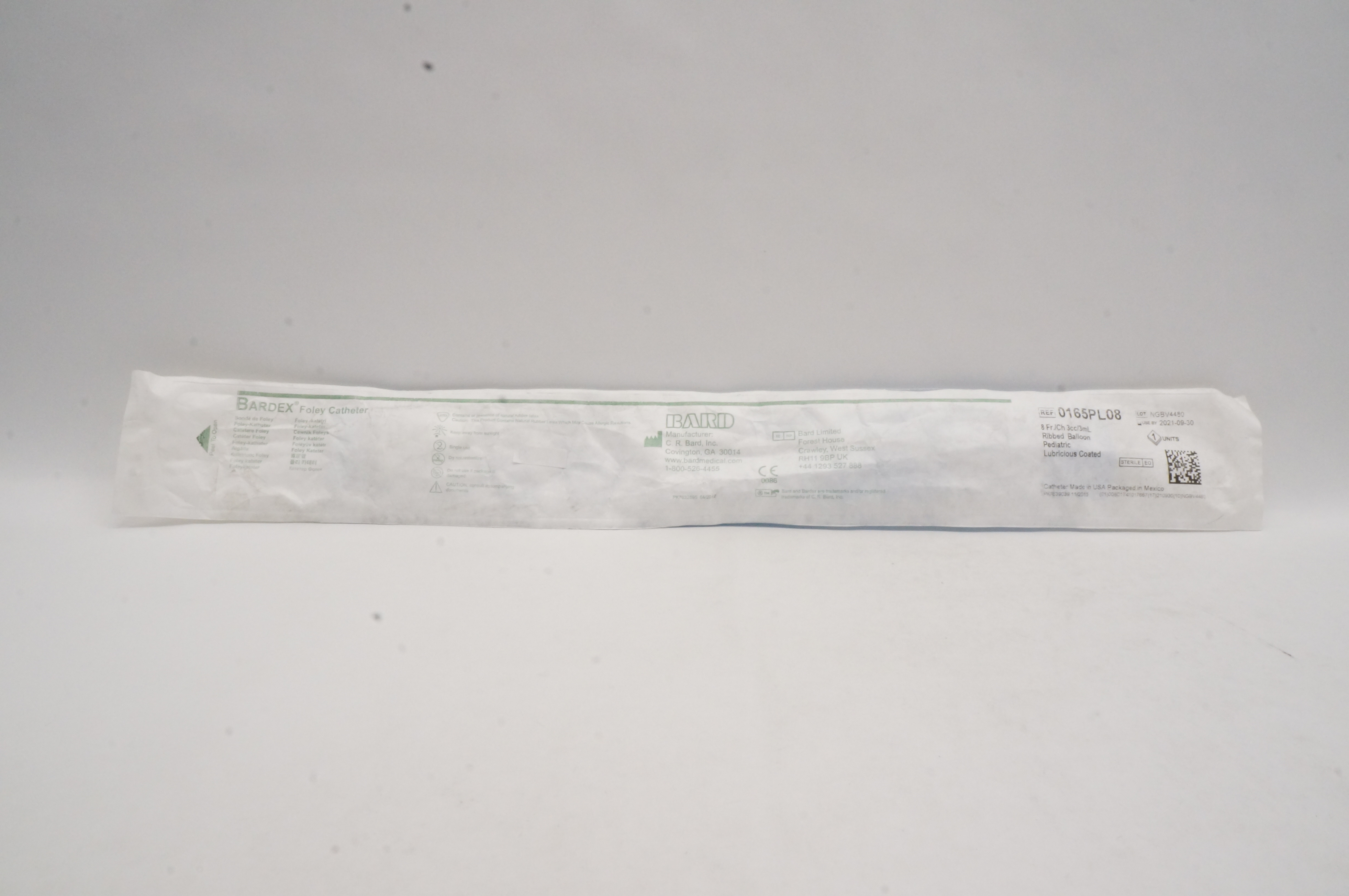 Bard 0165PL08 Bardex Foley Cath. 8Fr. 3cc Ribbed Balloon Pediatric