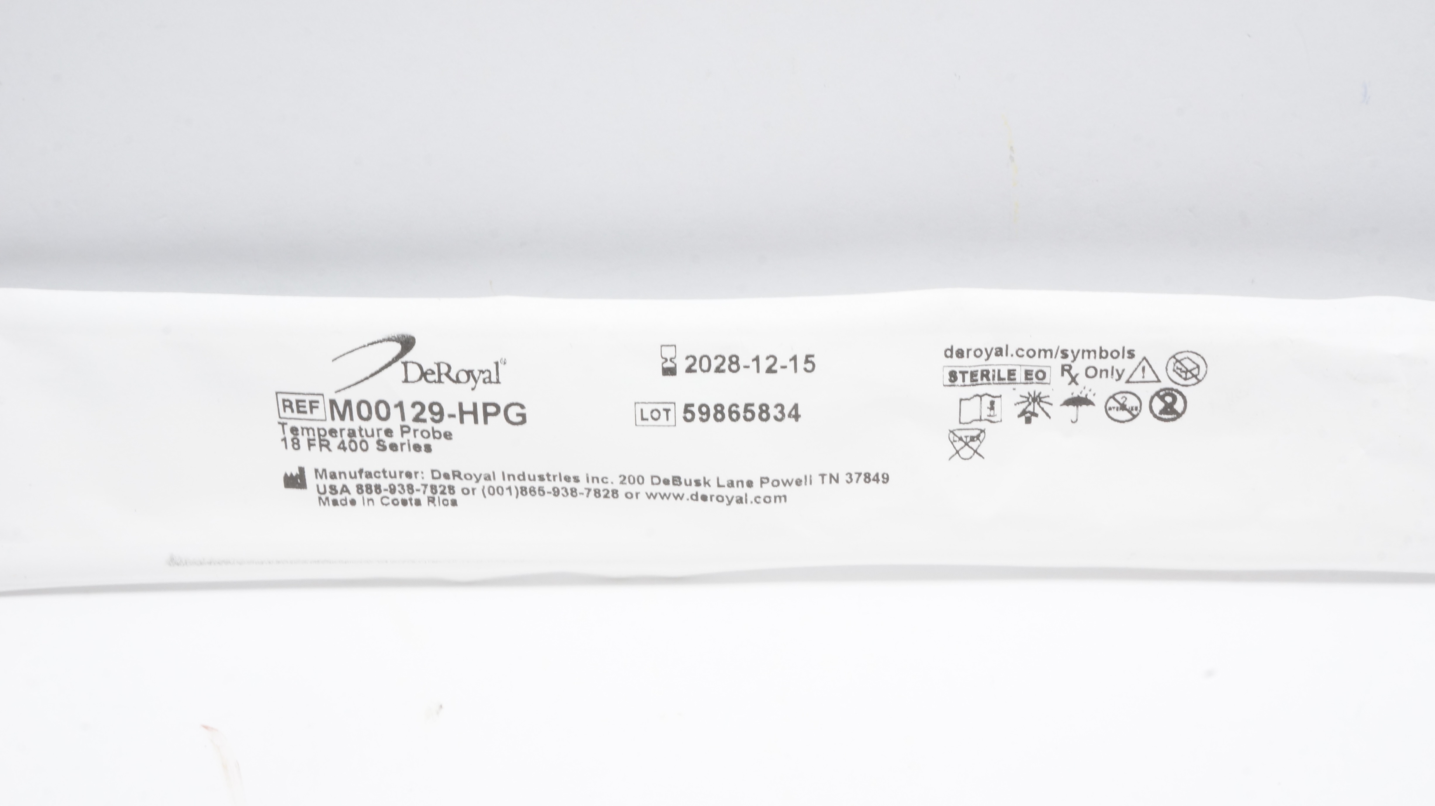 DeRoyal M00129HPG Esophageal Stethoscope w/Temperature Sensor 18Fr