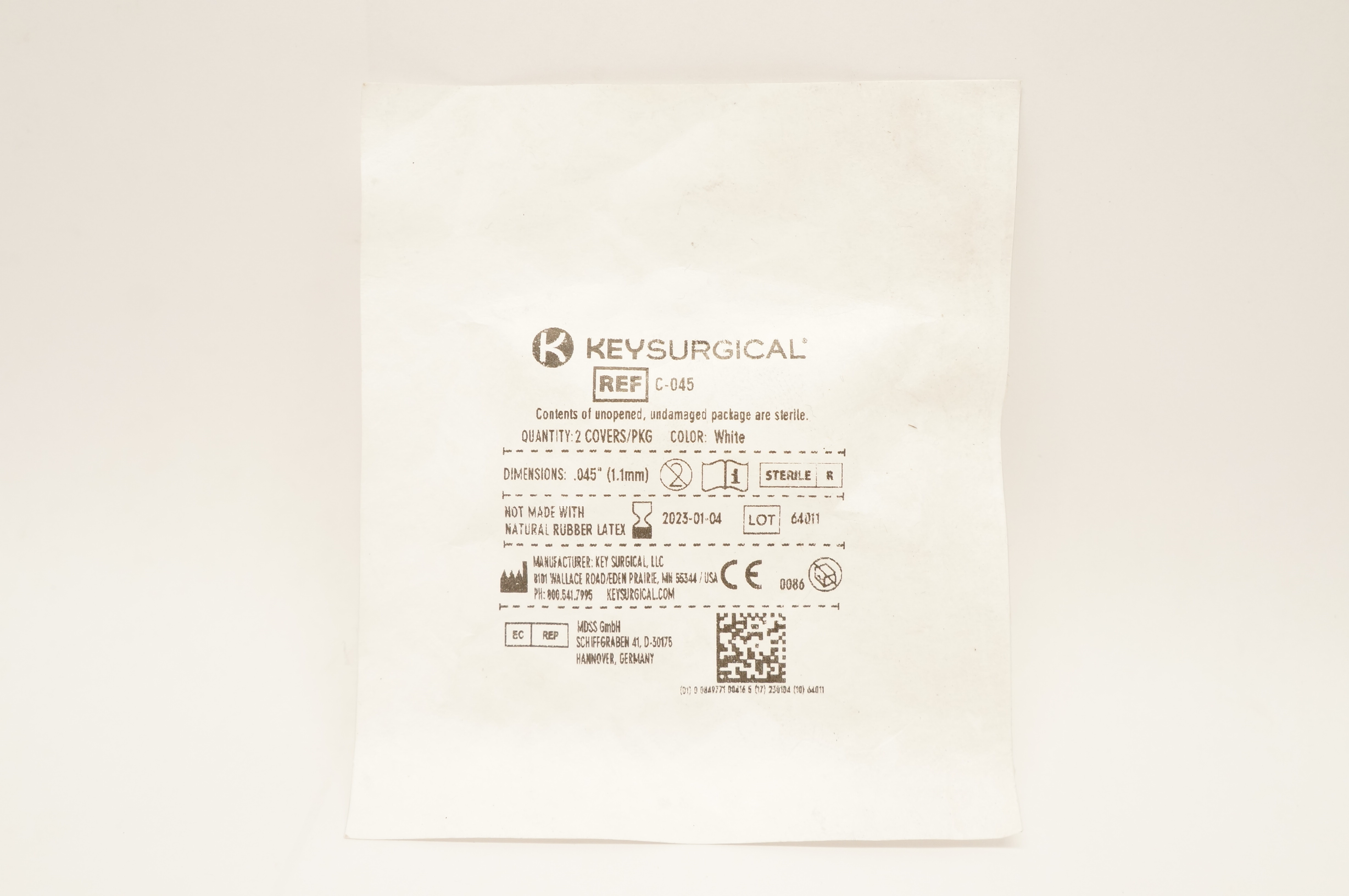 Key Surgical C045 KWire and Pin Cover, White, 0.45inch Pack of 2