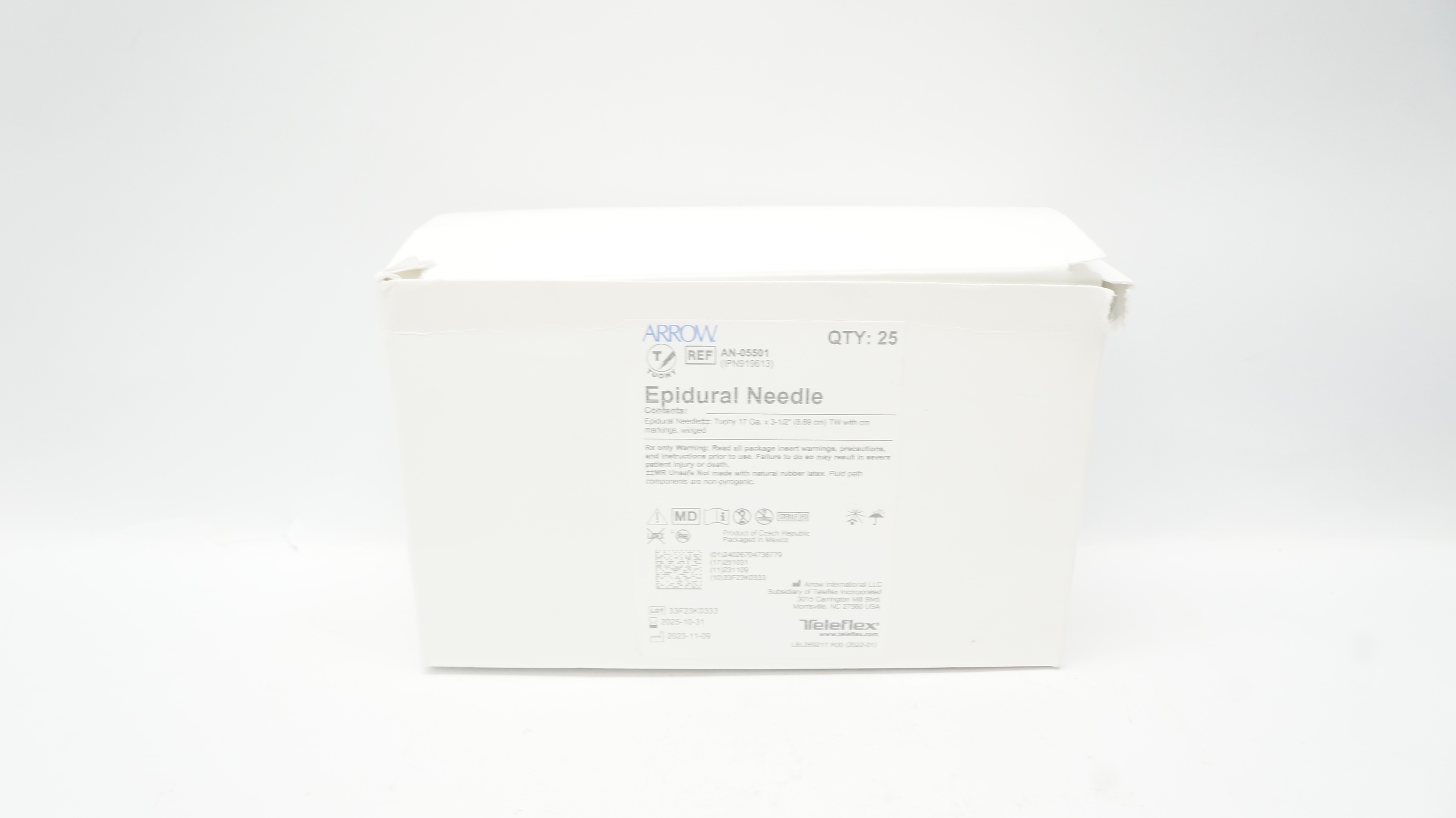 Arrow AN-05501 Epidural Ndle 17Ga x 3-1/2inch (x) - Box of 24