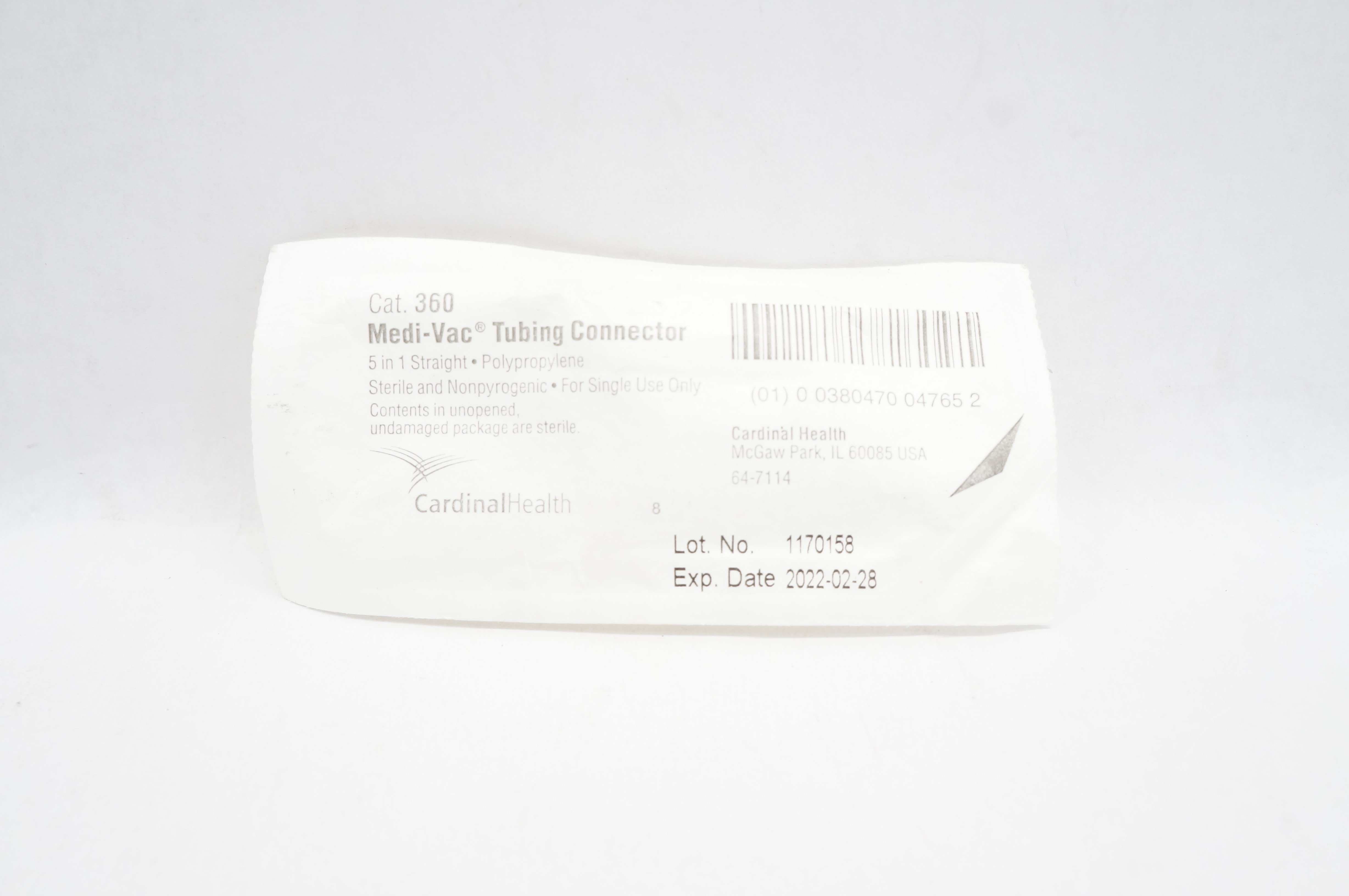 Cardinal Health 360 Medi-Vac Tubing Connector 5-in-1 Straight (x)