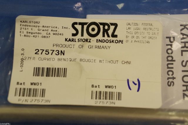 SARA-POP170 管理 M 0276 Karl Storz 27573N 27Fr Curved Benique Bougie Without Channel