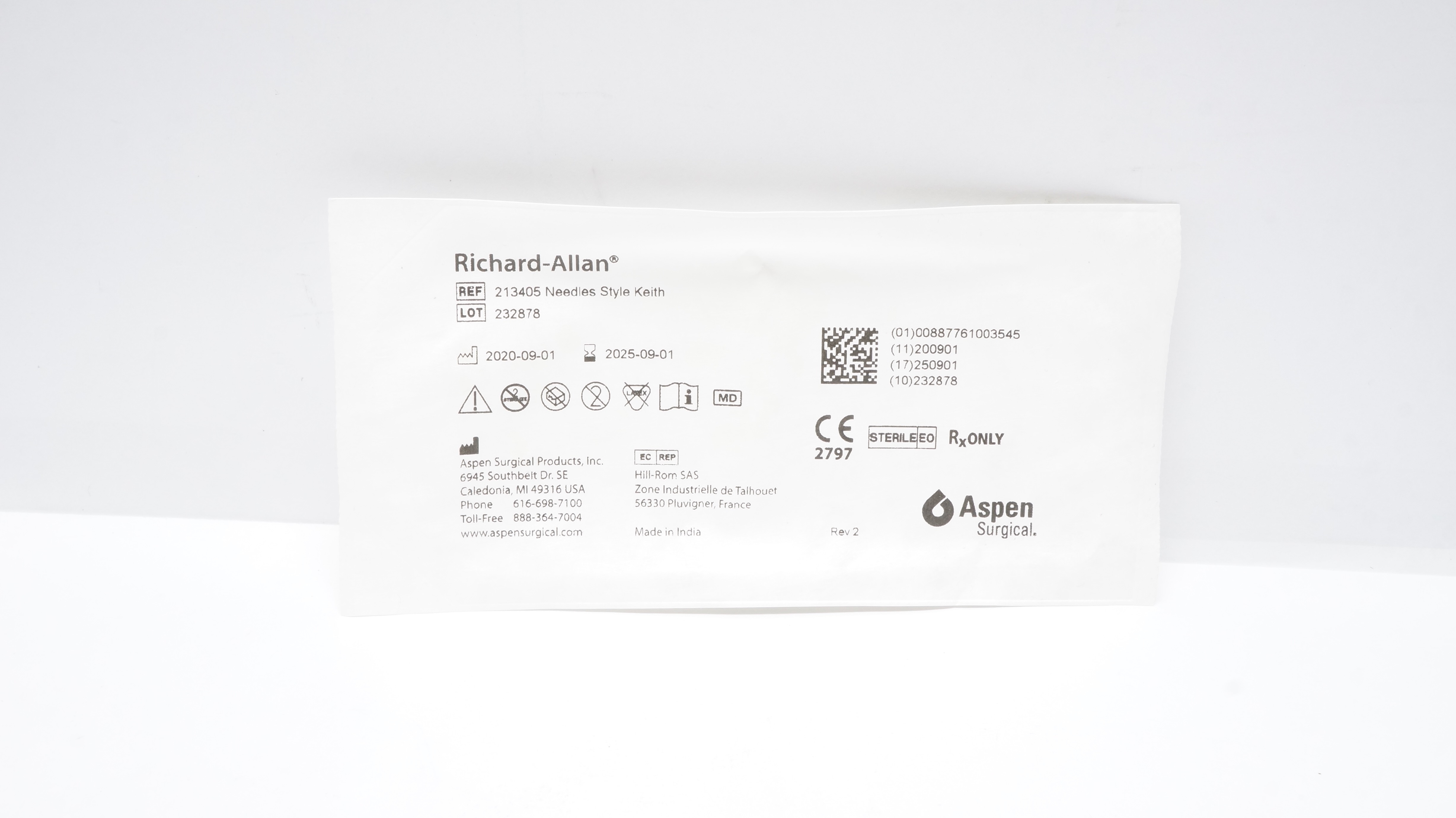 Aspen Surgical 213405 Ndle Straight Cutting Point Keith Abdominal - Pack of 2